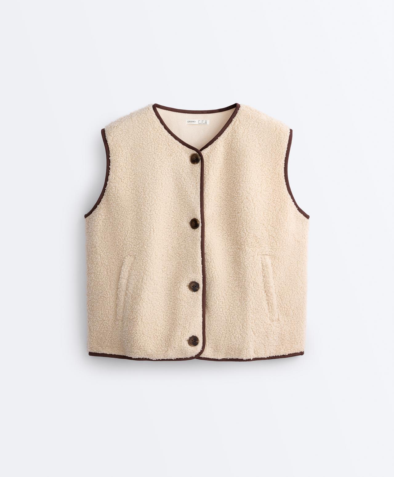 Faux-shearling button gilet — CREAM