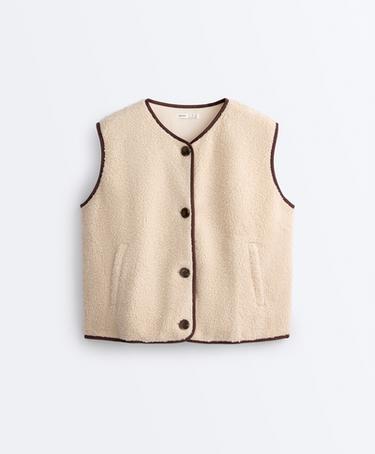 Faux-shearling button gilet — CREAM 7