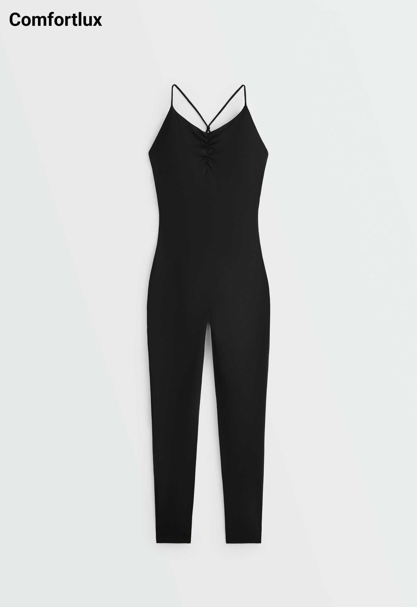 Comfortlux long jumpsuit with knots — BLACK