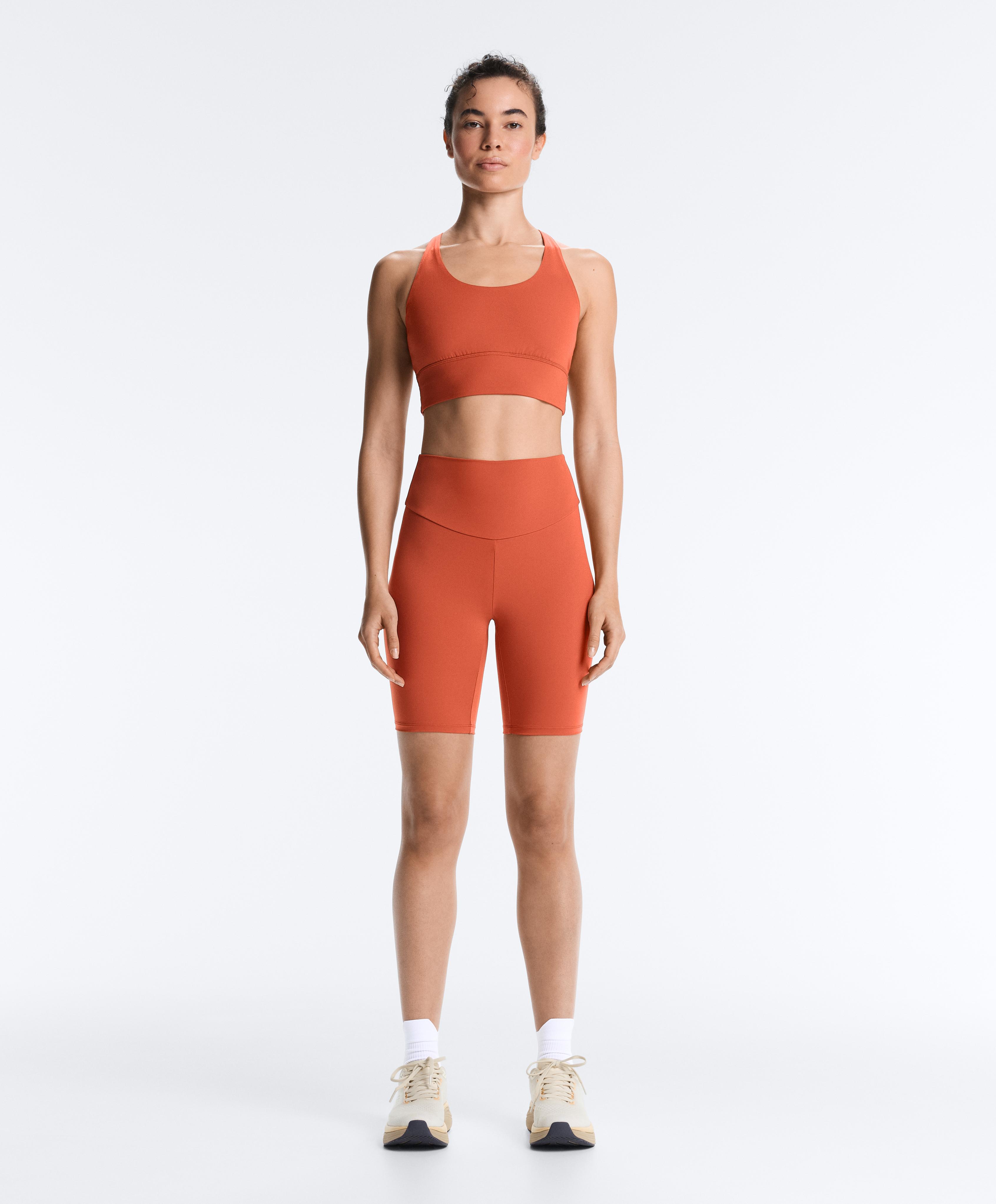 Comfortlux high-rise 20cm biker leggings — TERRACOTTA