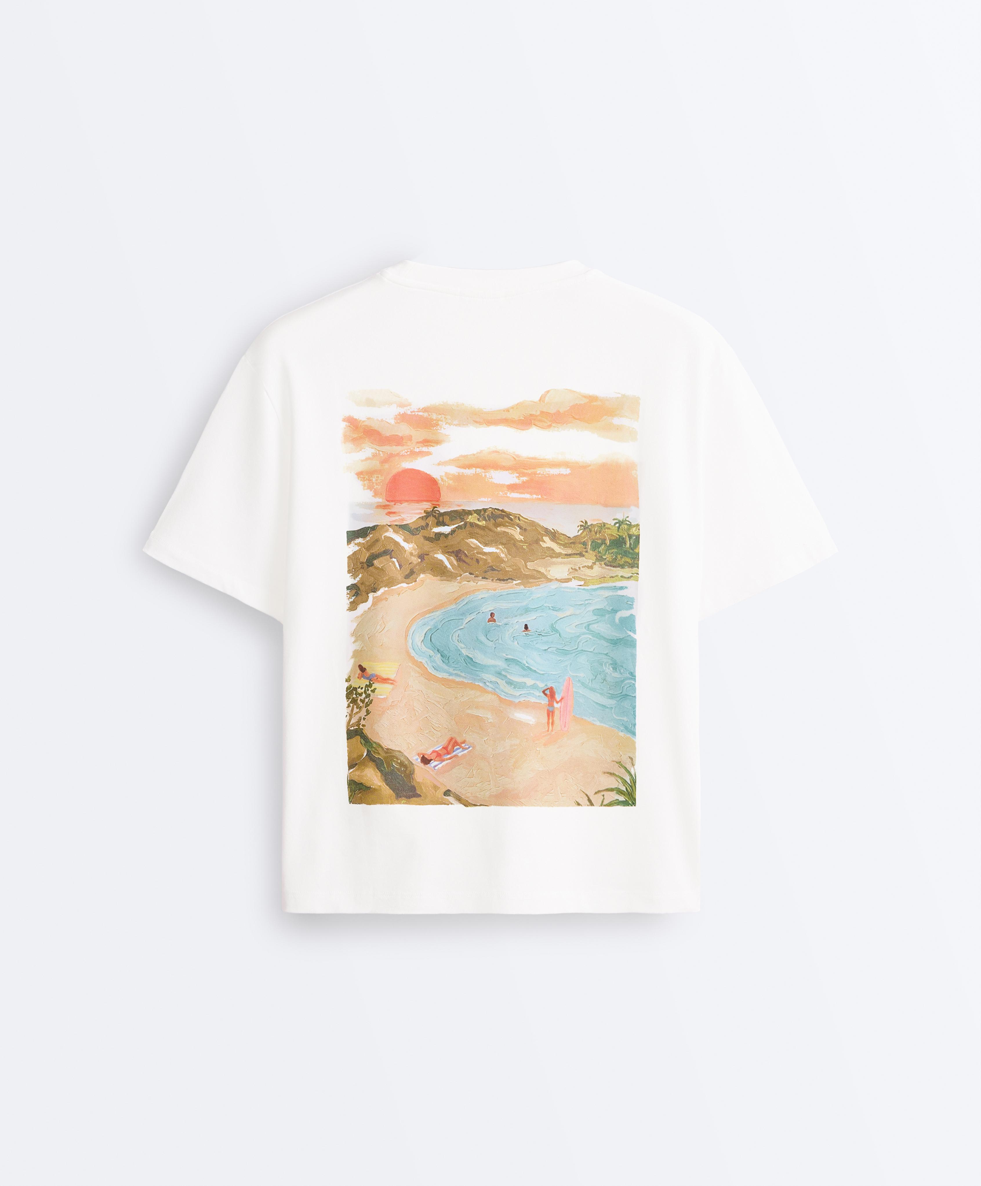 Embroidered boxy cotton blend T-shirt — WHITE