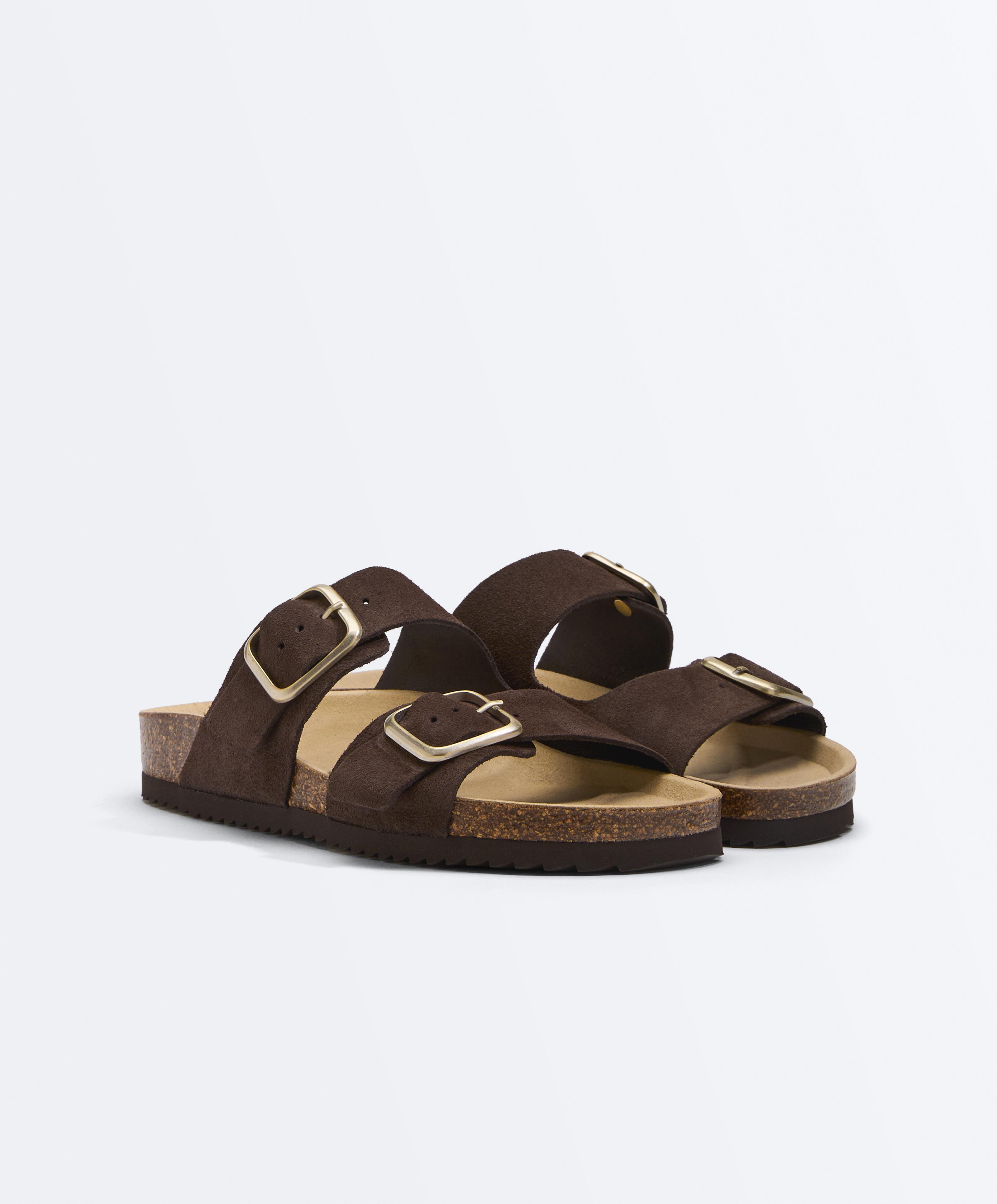 Sandale od brušene kože sa kopčom