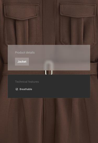 Long utility pique jacket with belt — DARK BROWN 3