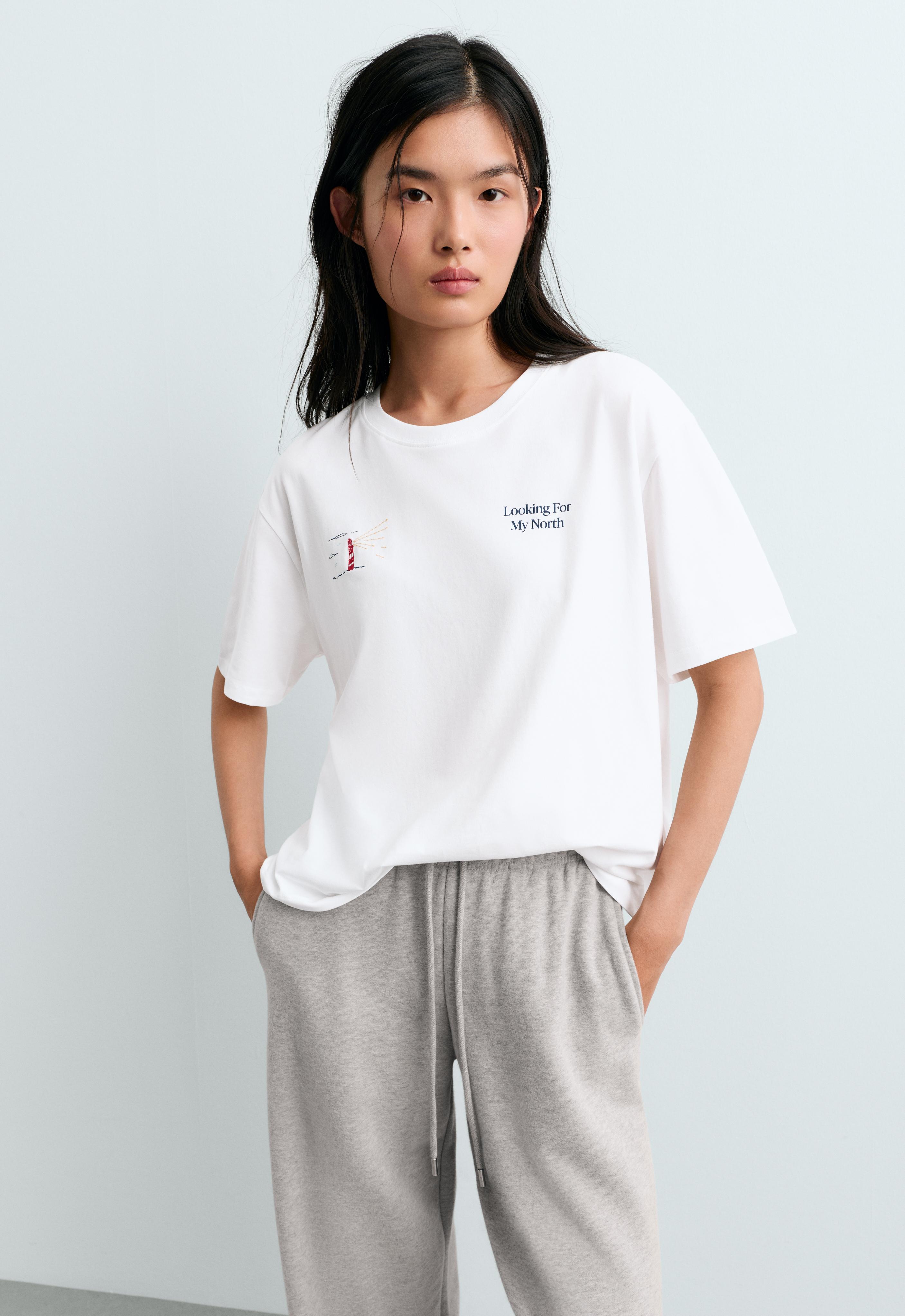 Boxy print cotton blend T-shirt