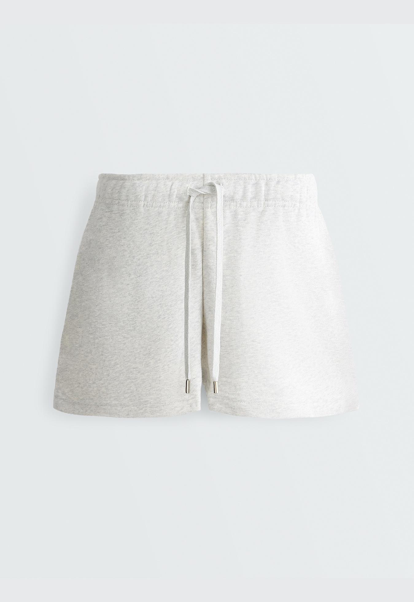 Cotton blend fleece shorts — PALE GREY MELANGE