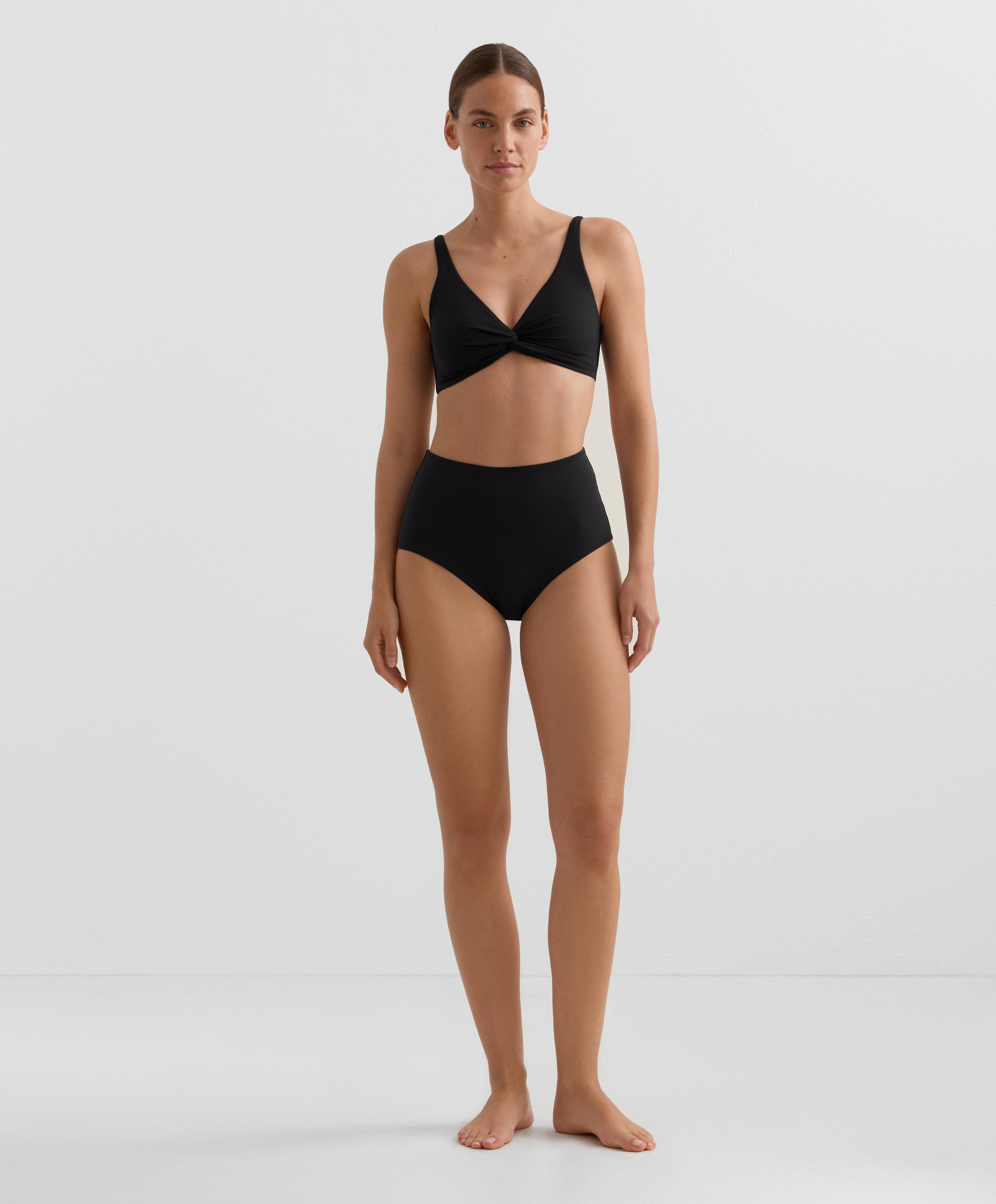 Shapewear-effect high-waisted bikini briefs — BLACK