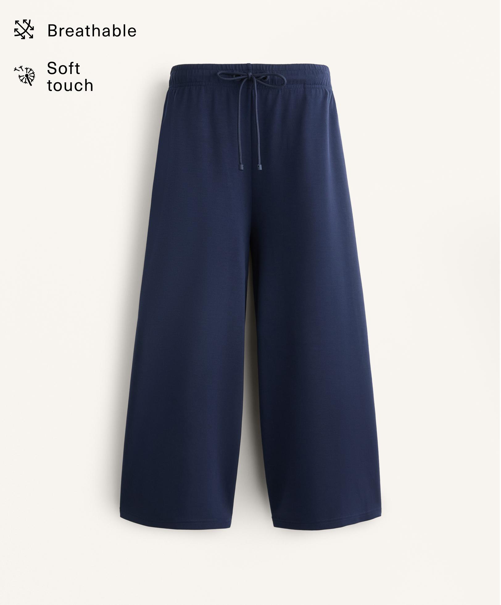 Soft-touch wide-leg crop trousers with modal