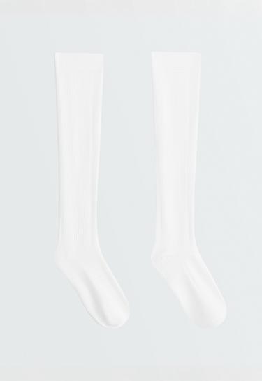Knee-high polyamide blend socks — WHITE 1