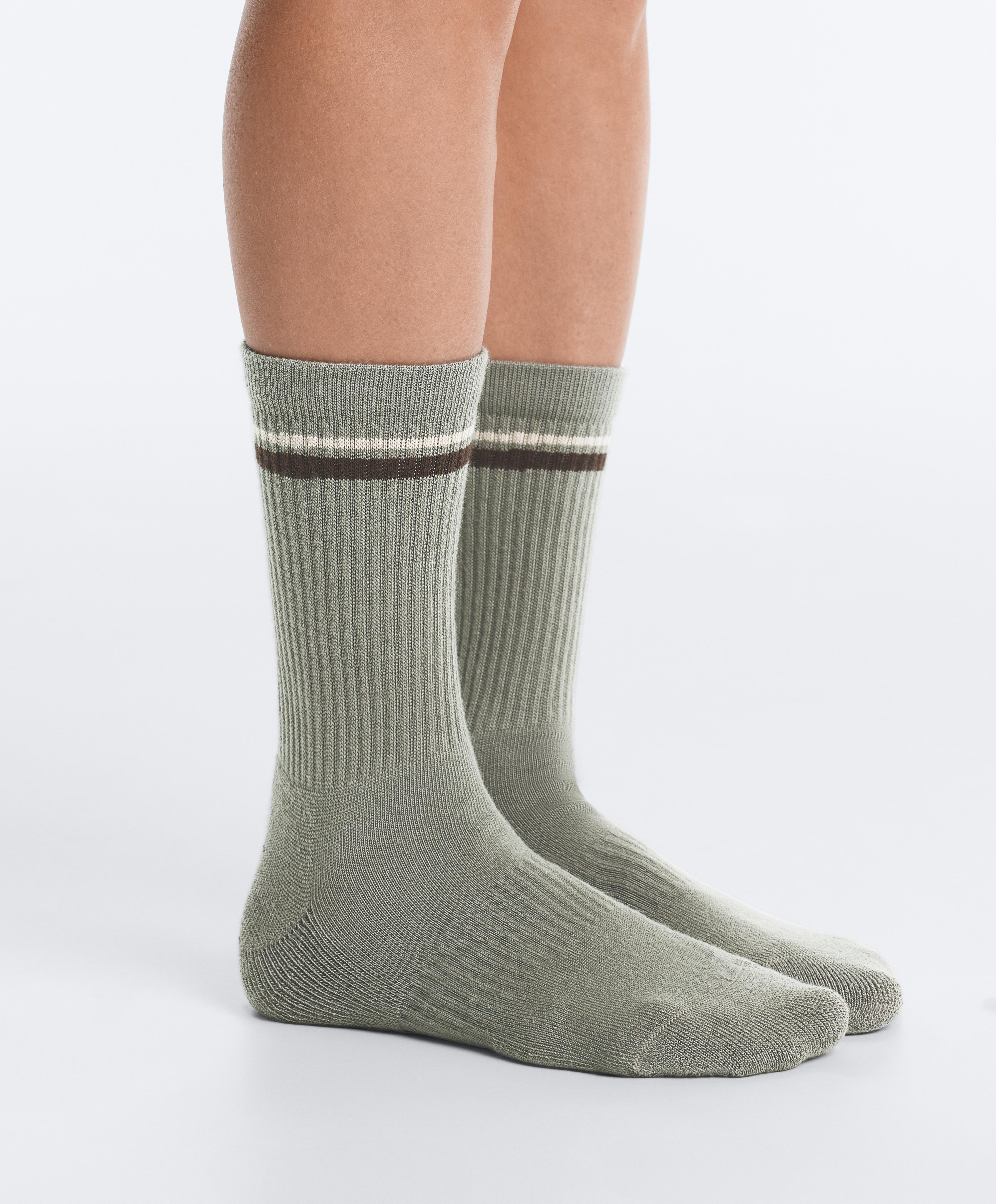 2 pairs of Classic cotton blend yoga and Pilates socks — SOFT AQUA GREEN