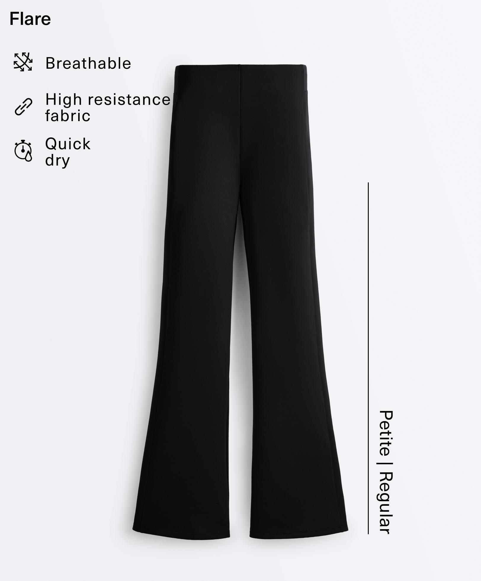 Neoprene-effect high-rise flare trousers