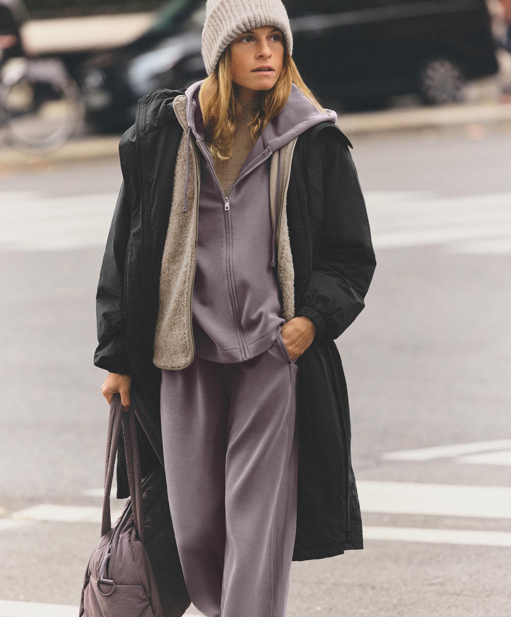 Straight-leg rib trousers with brushed modal