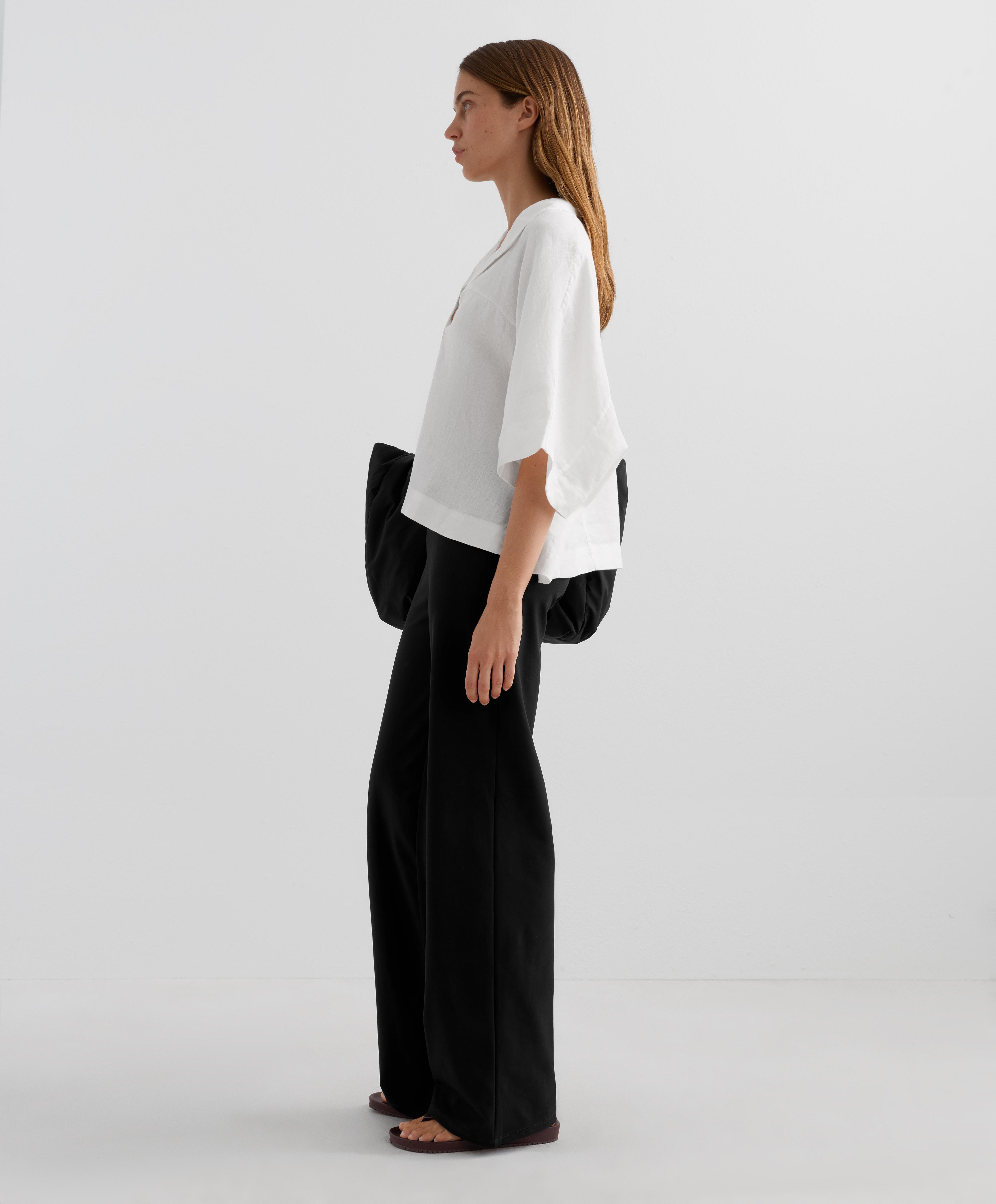 Oversized short sleeve 100% linen shirt — WHITE