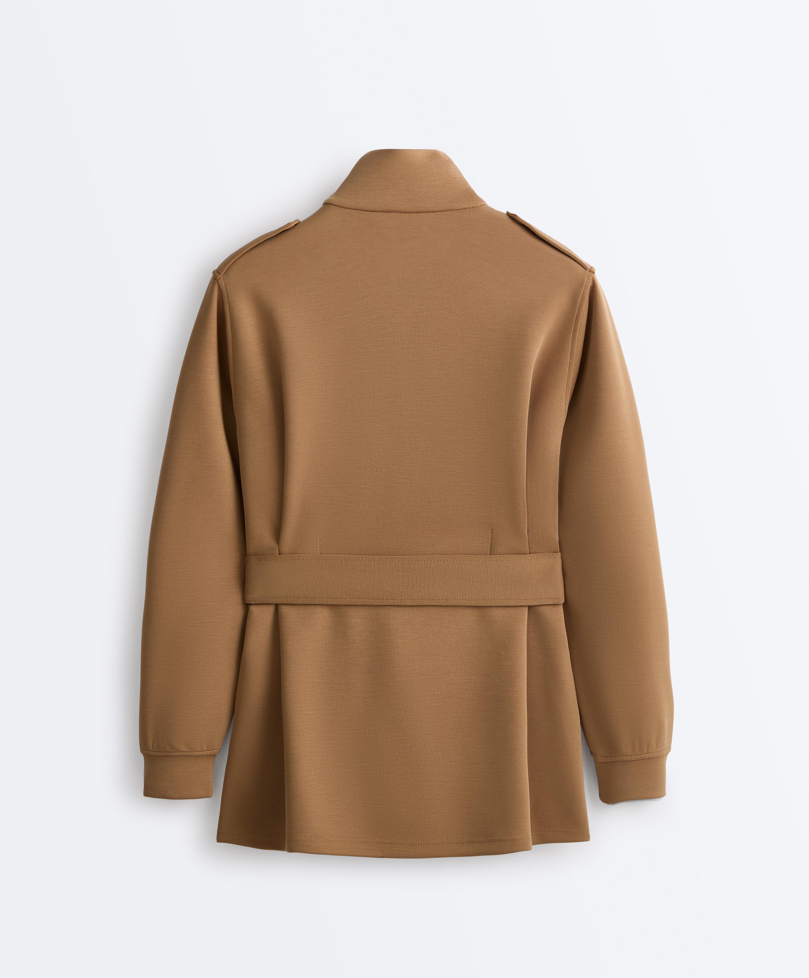 Long Utility jacket with twill belt — COPPER