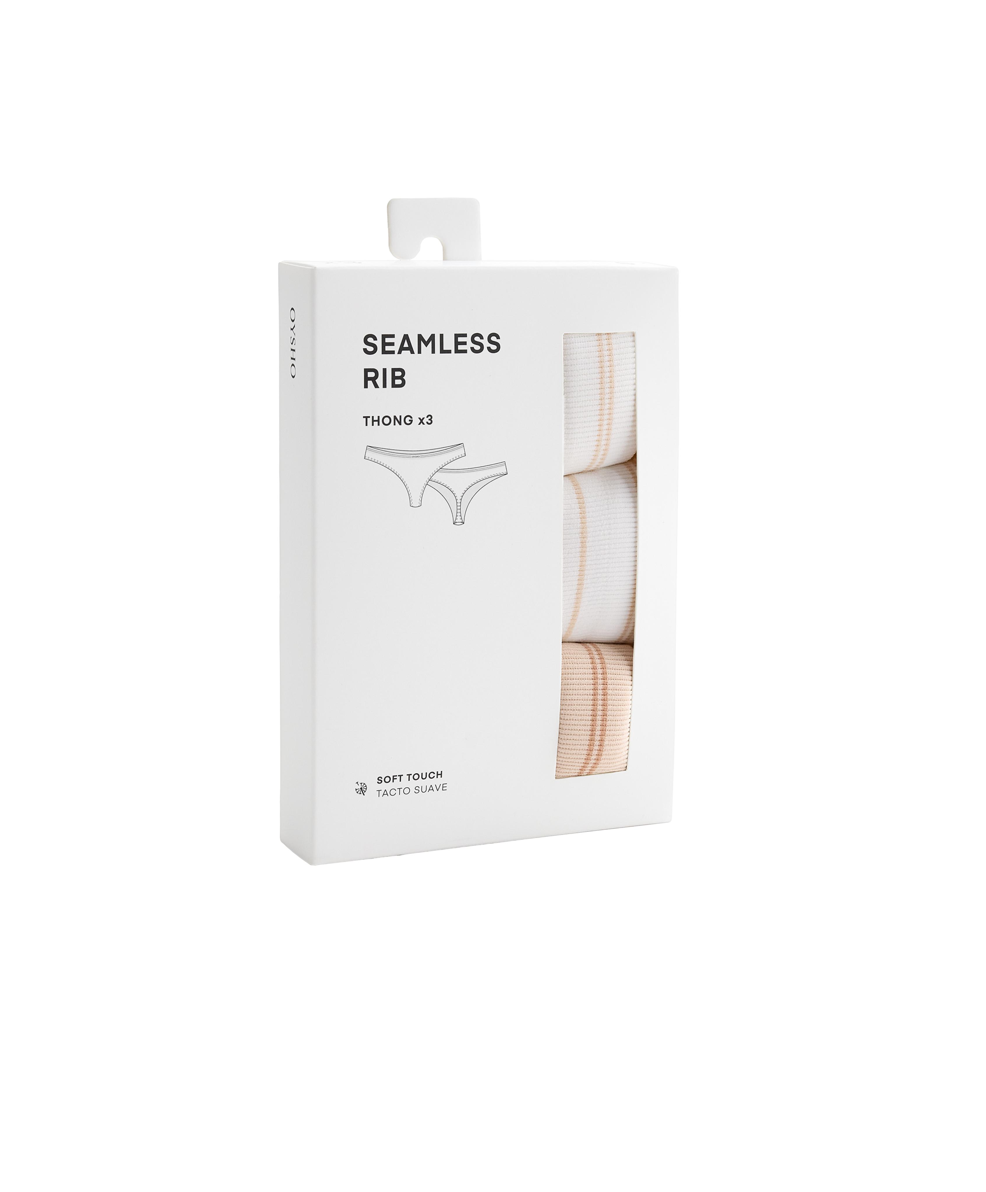 3 seamless rib polyamide blend thongs — WHITE