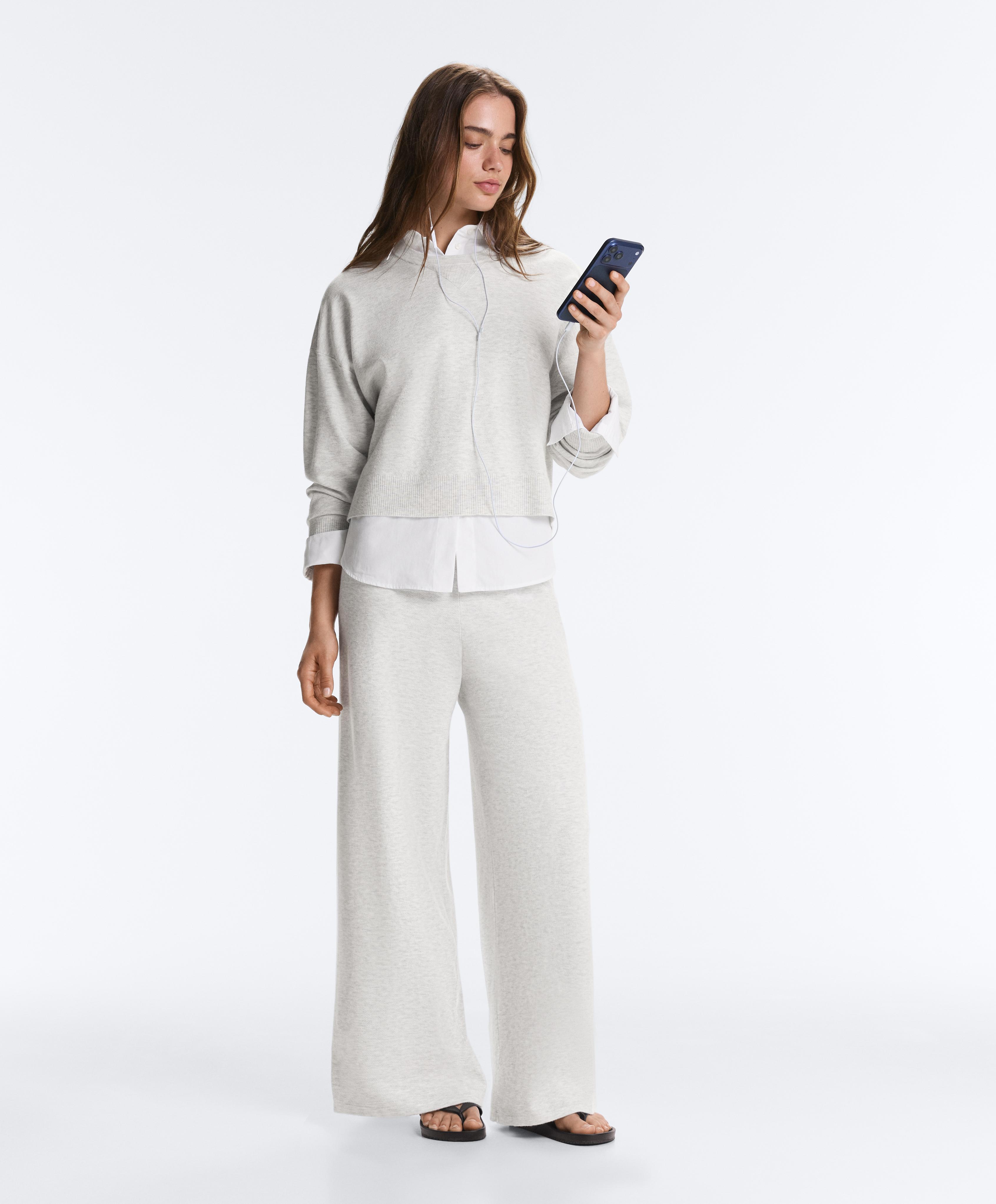 Knit crewneck jumper — PALE GREY MELANGE