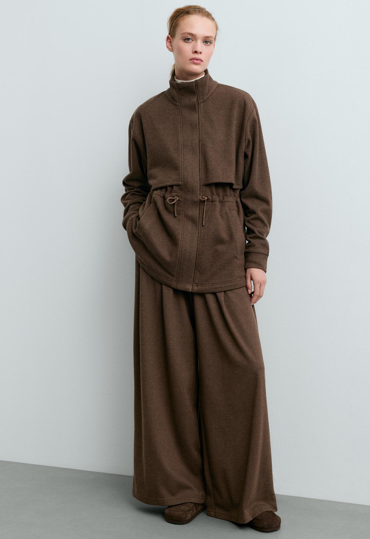 Long herringbone jacket — BROWN