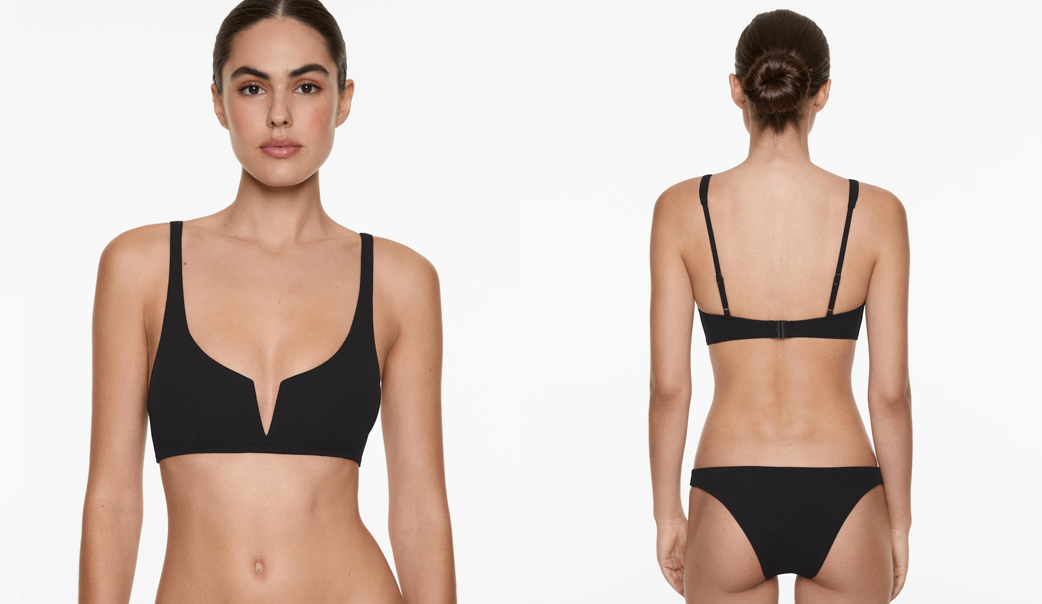 Piqué halterneck bikini top