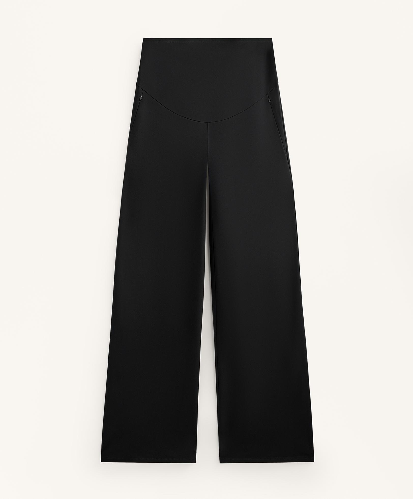 Straight-leg warm maternity trousers — BLACK