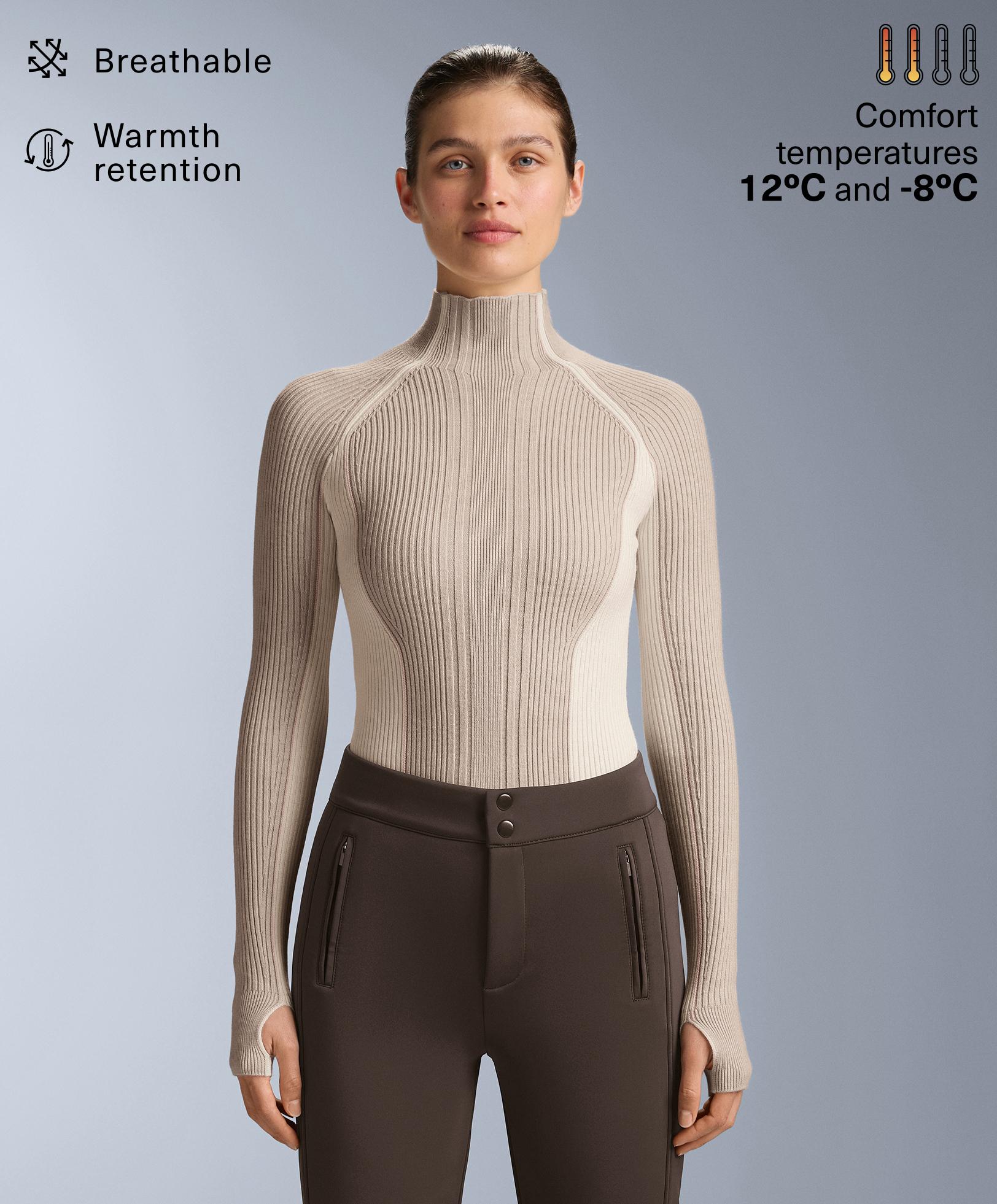 Thermal base layer T-shirt with contrast rib knit - Sale