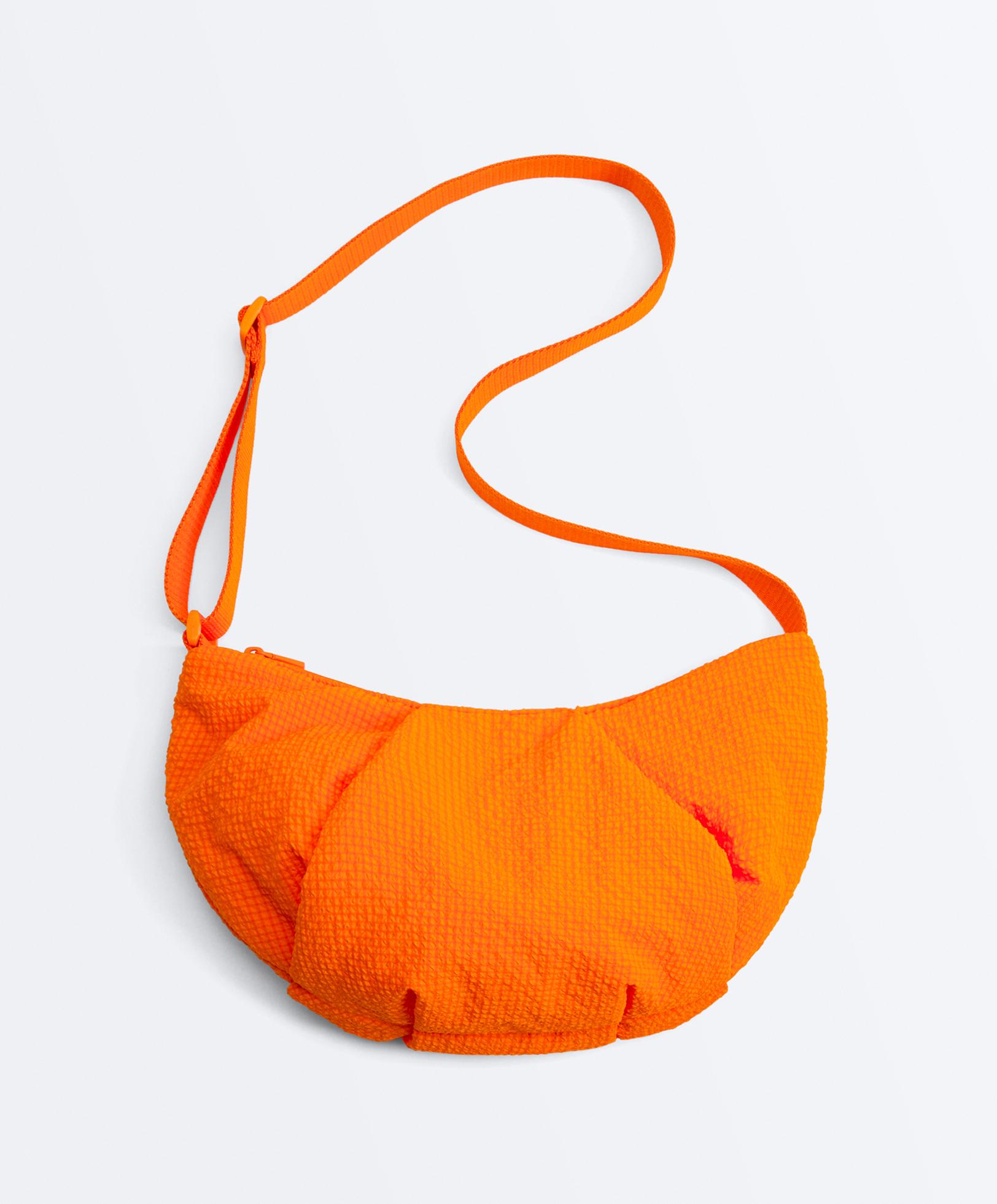 Quilted checked crossbody bag — ORANGE
