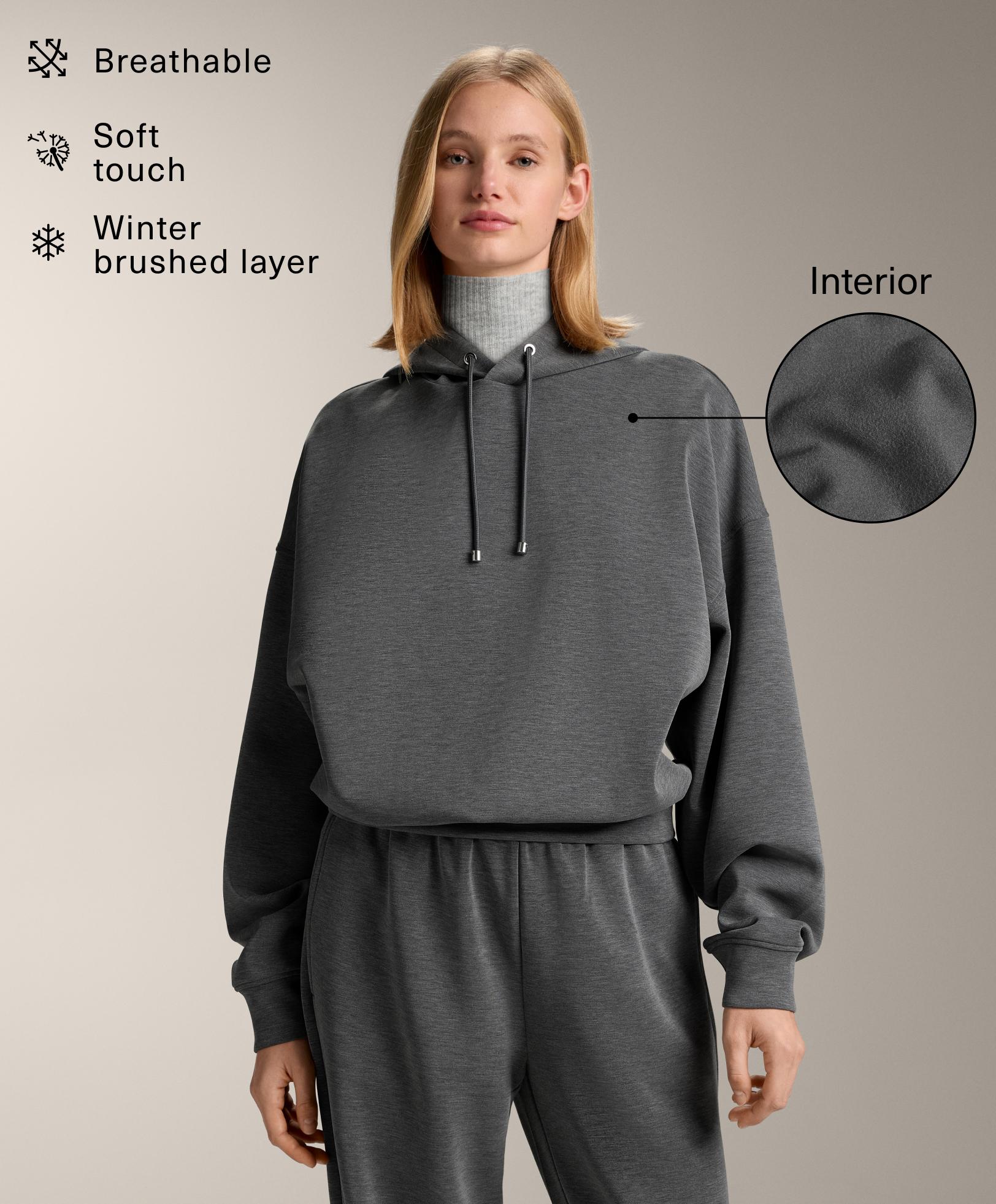 Sweat boxy à capuche avec modal brossé chiné Sweat boxy à capuche avec modal brossé chiné