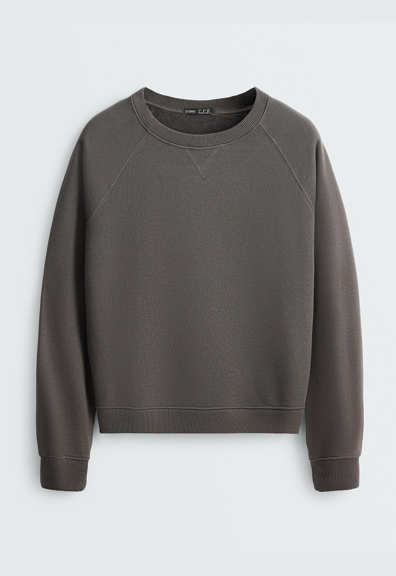 Cotton-blend crew neck sweatshirt — ANTHRACITE