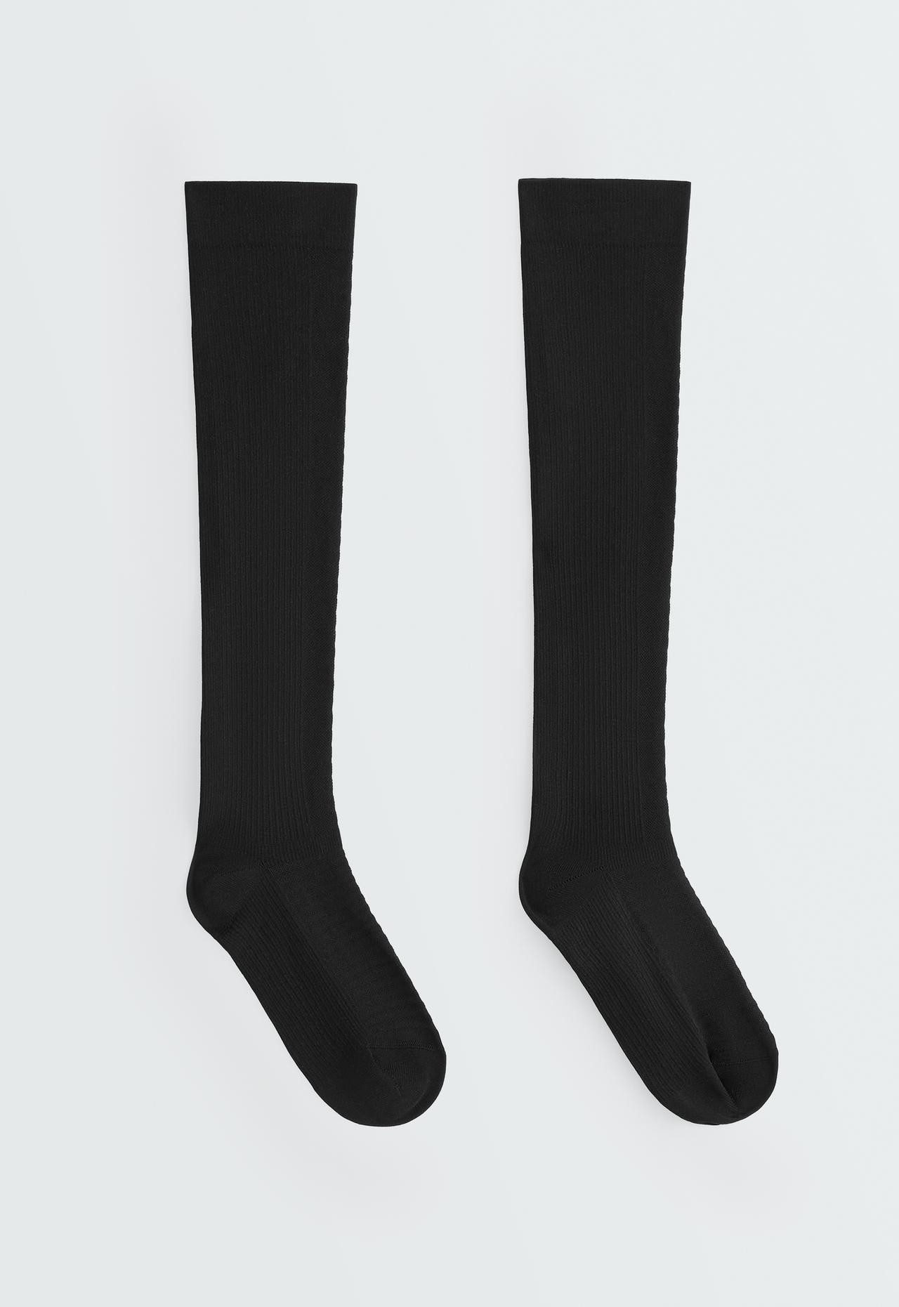 Knee-high polyamide blend socks — BLACK