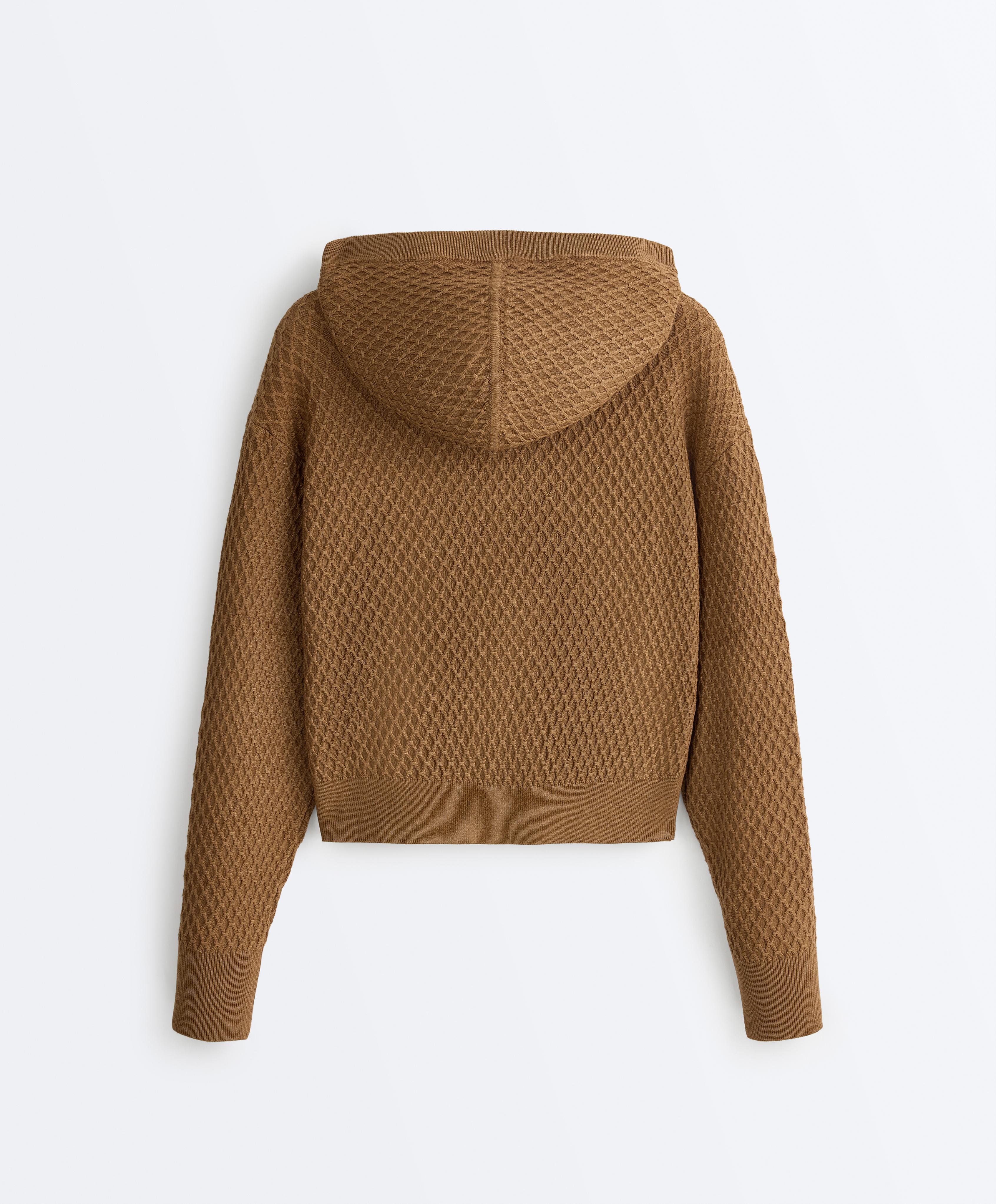 Structured knit hooded jacket — COPPER