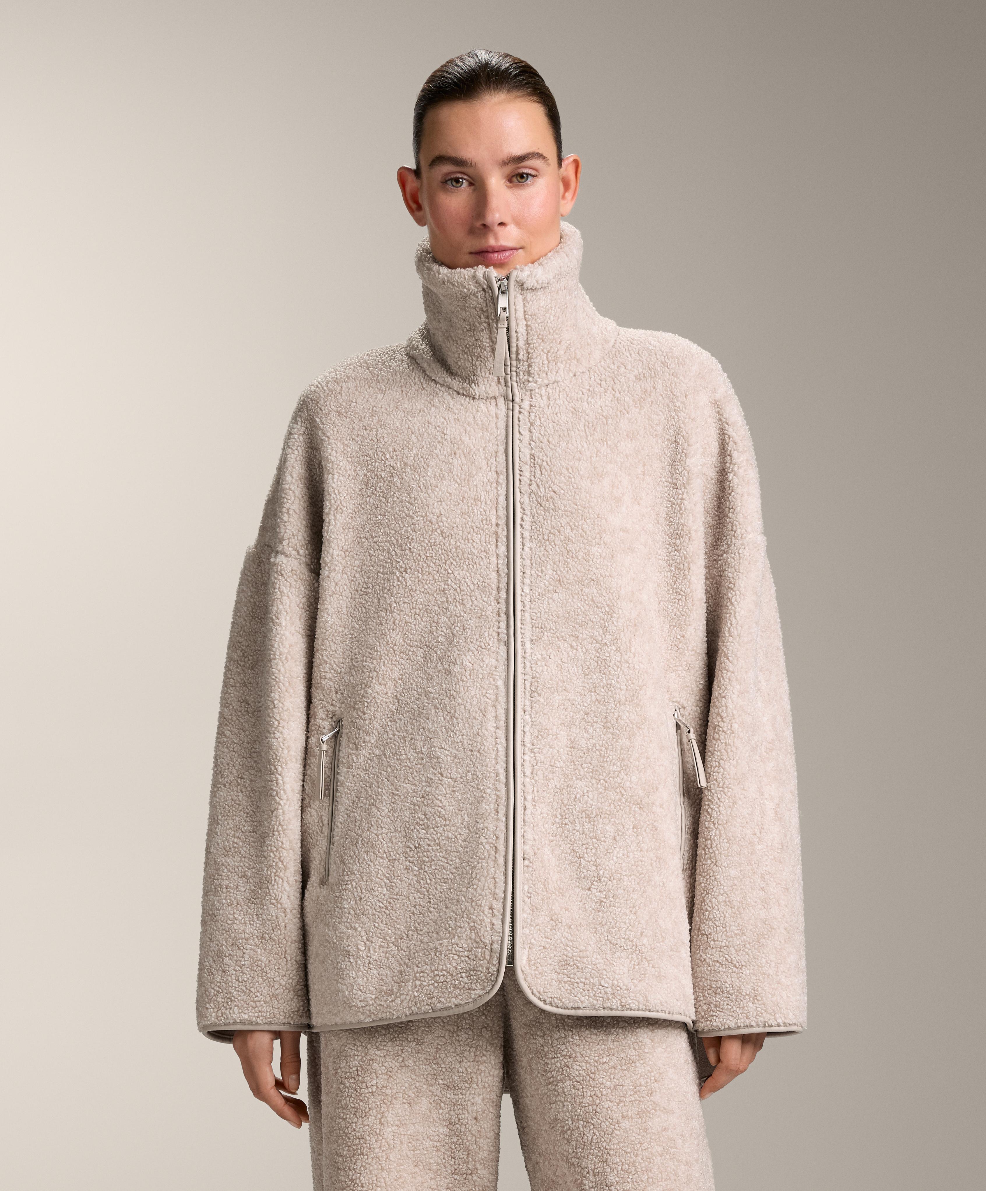 Oversize faux-shearling jacket — PALE ASPHALT