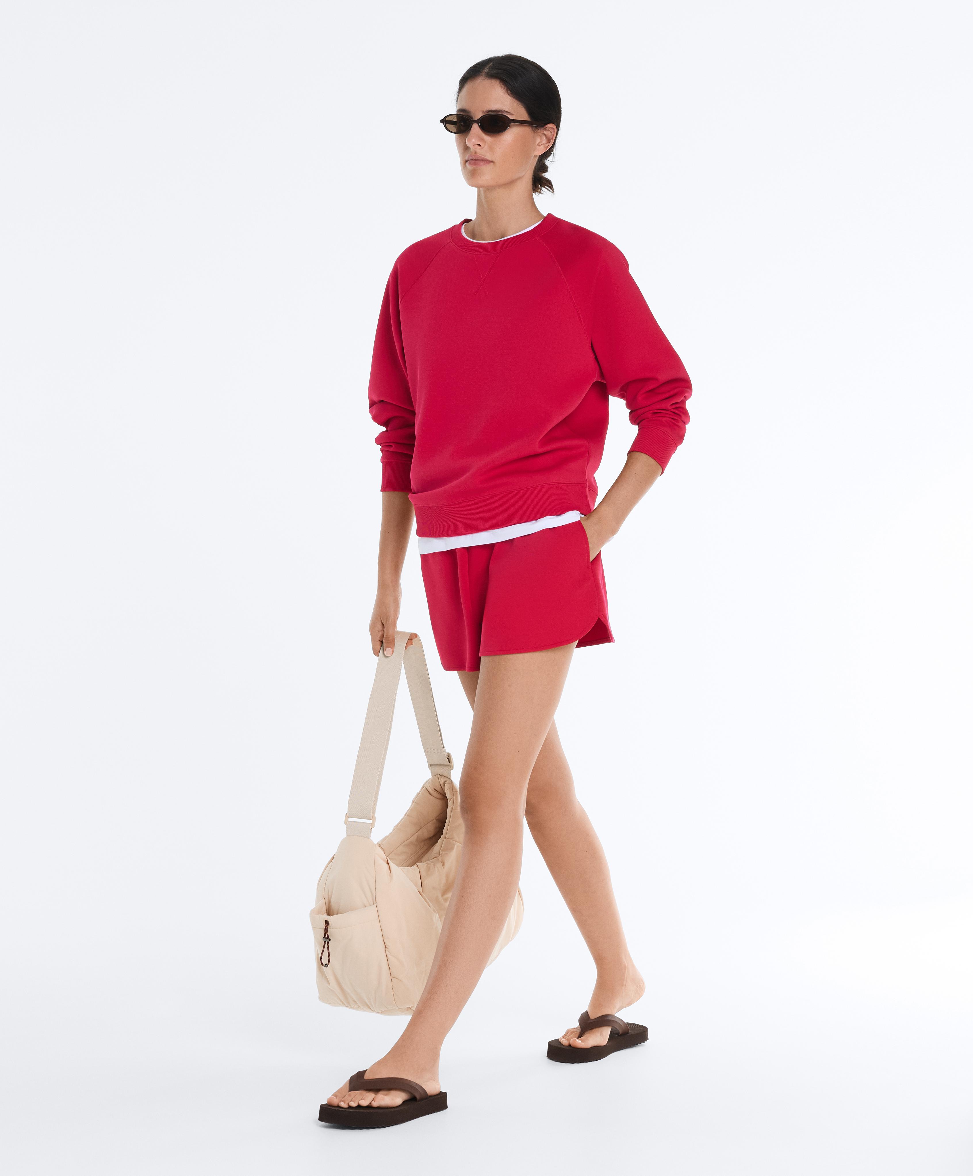 Regular fit striped cotton-blend short-sleeved T-shirt — RED