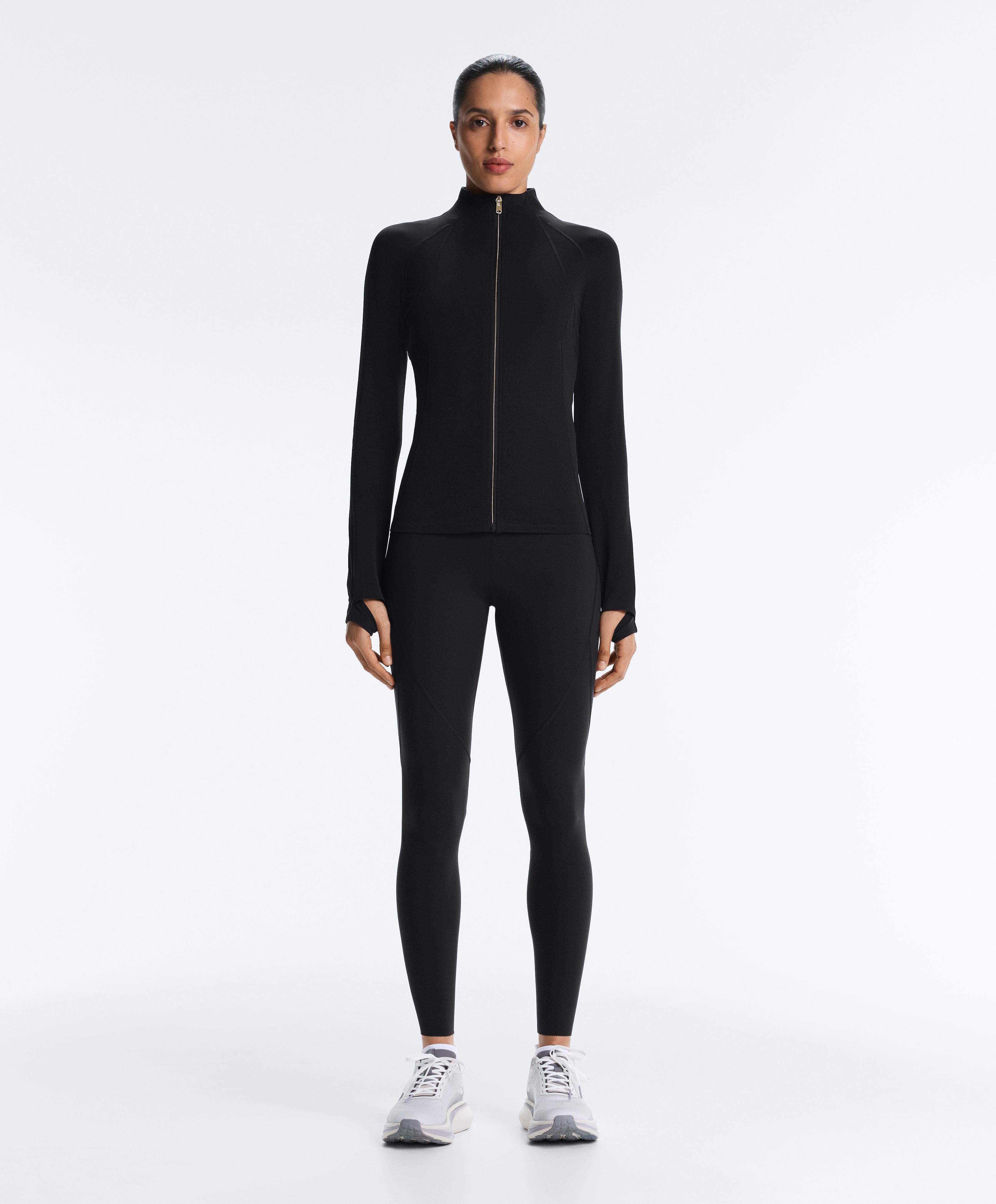 Light warm technical jacket with seams — BLACK