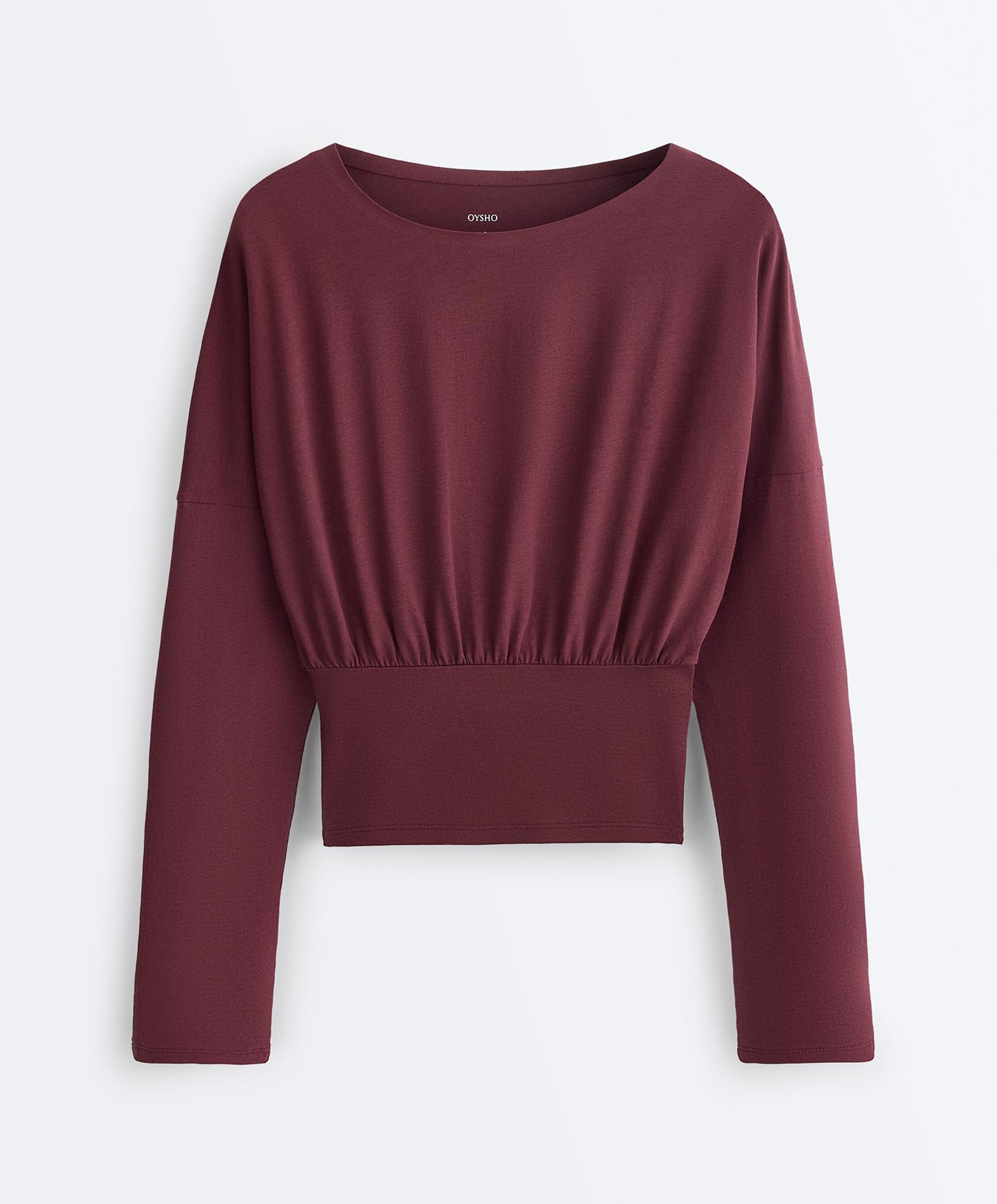 Fitted waist cotton blend T-shirt — MAROON