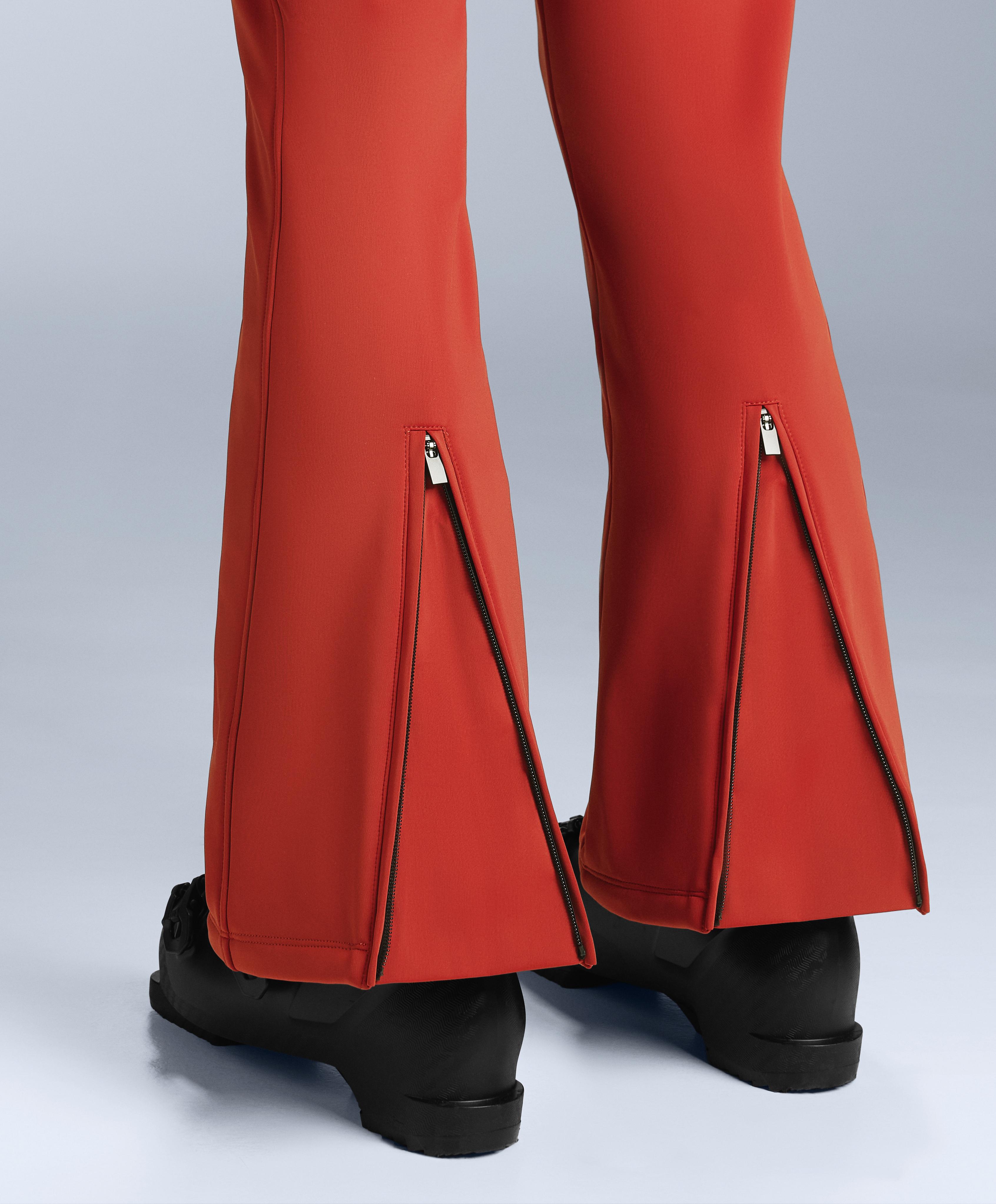 Water-resistant flare stretch SKI trousers — BRIGHT BURNT ORANGE 