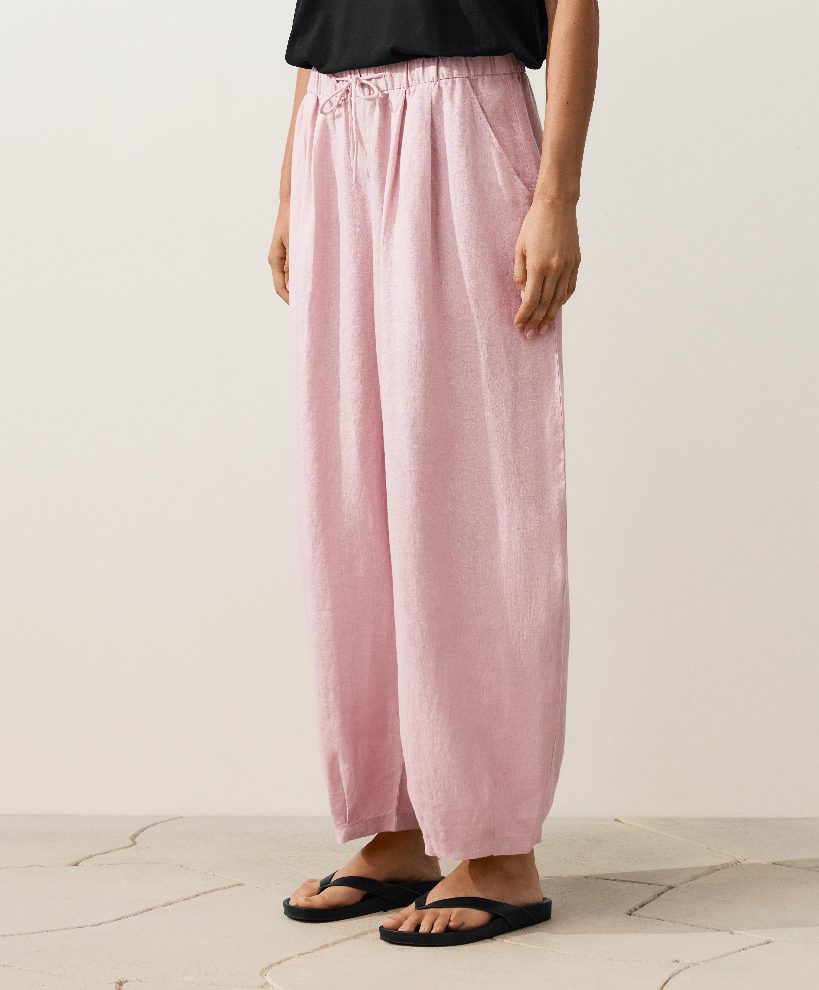 100% linen balloon trousers — DUSTY PINK