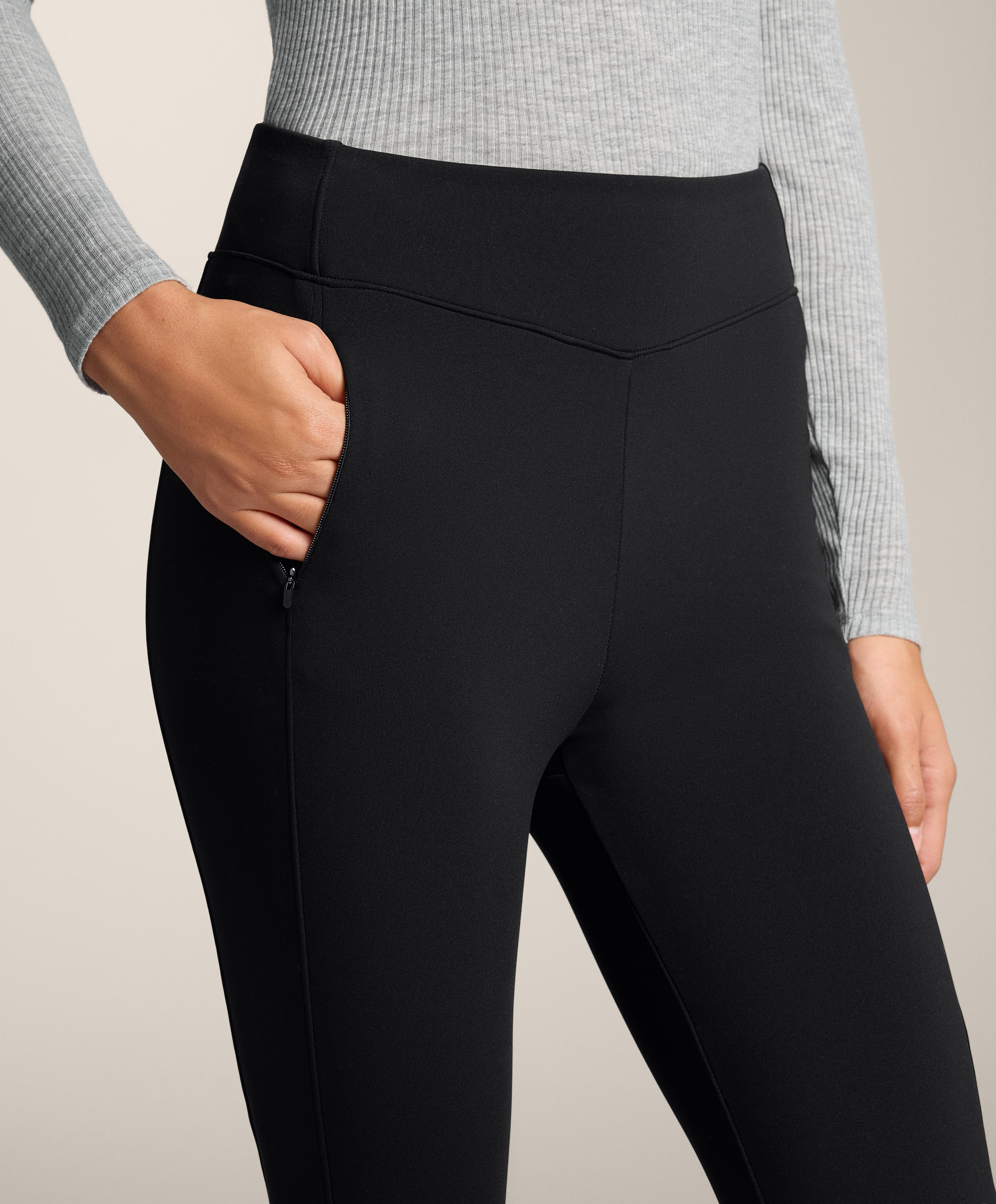 High rise warm flare trousers with pockets — BLACK