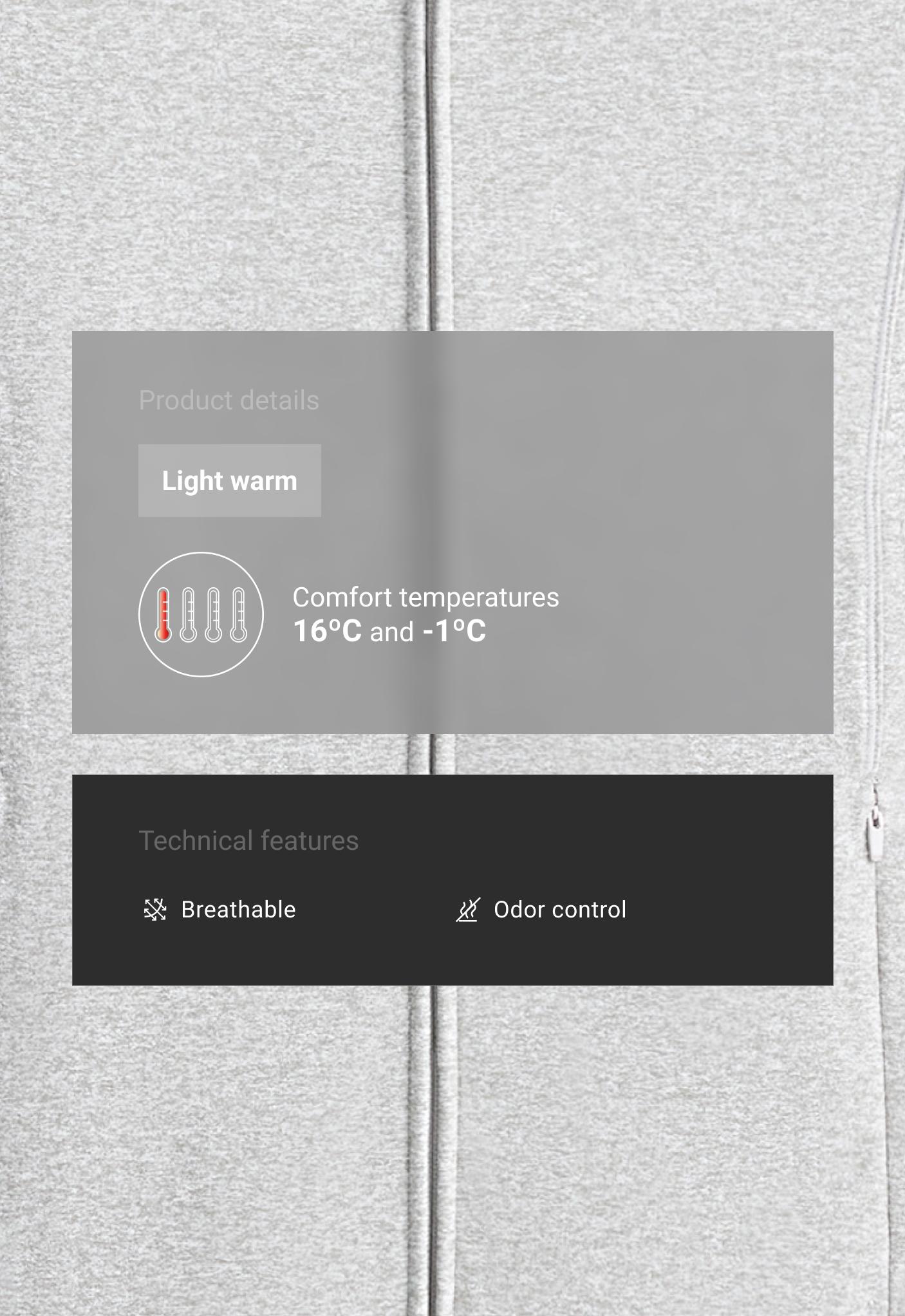 Technical marl hooded jacket — GREY MELANGE