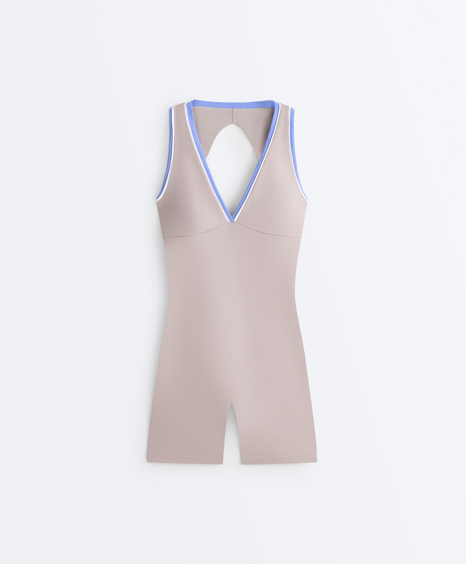 Contrast Compressive short jumpsuit — PINK-MINK