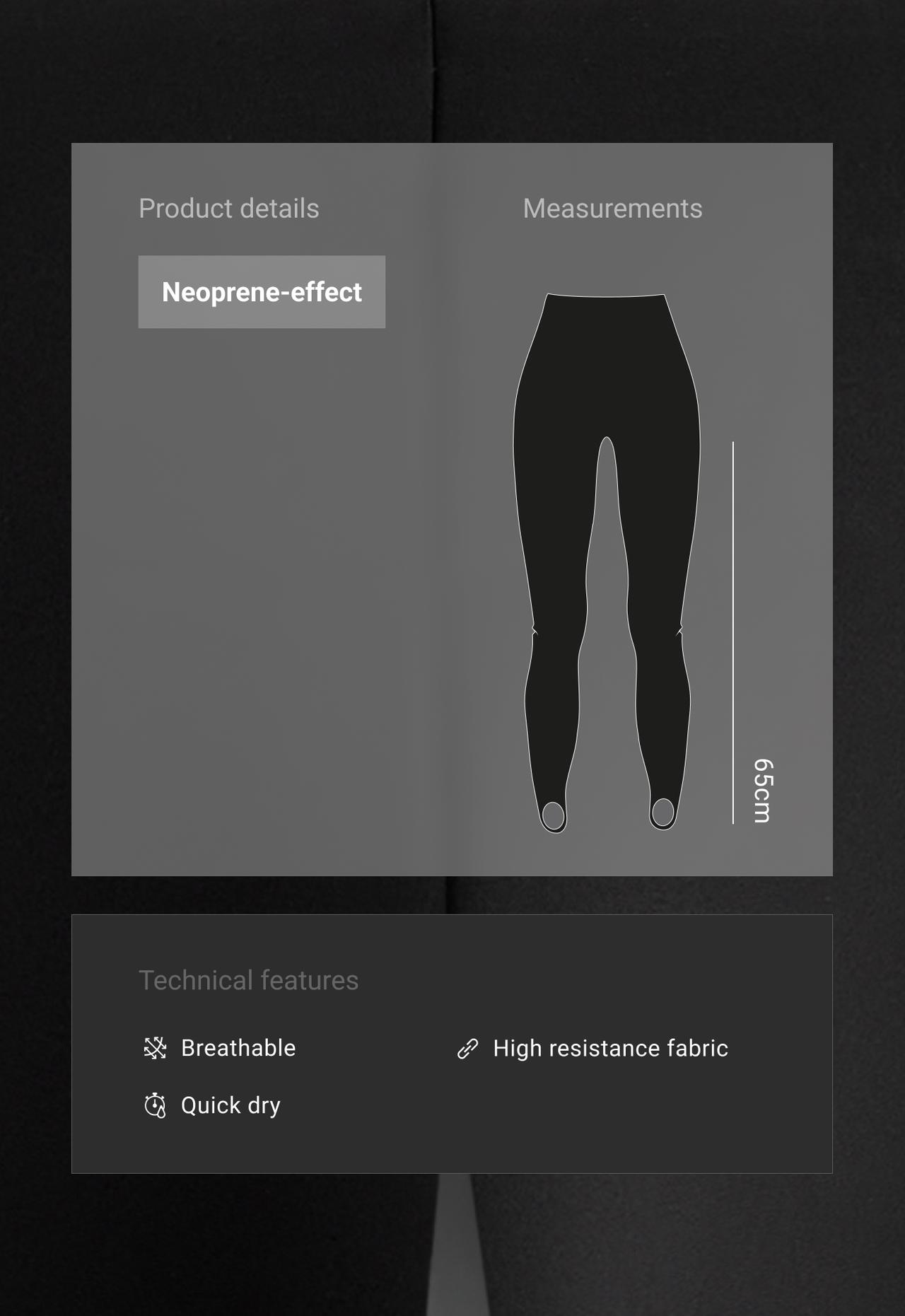 Ankle-length high rise neoprene-effect 65 cm stirrup leggings — BLACK