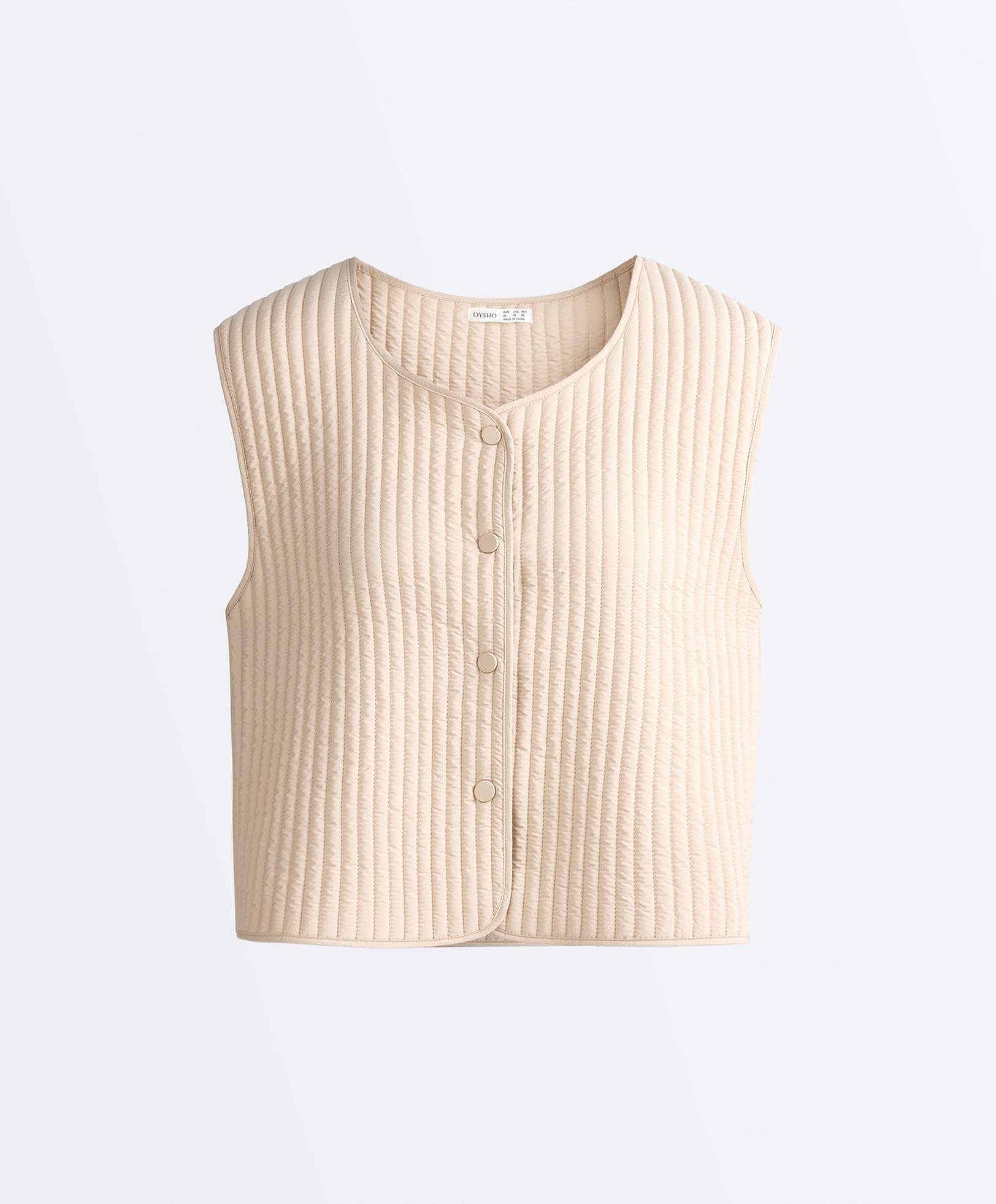 Thin padded nylon gilet — PALE BEIGE