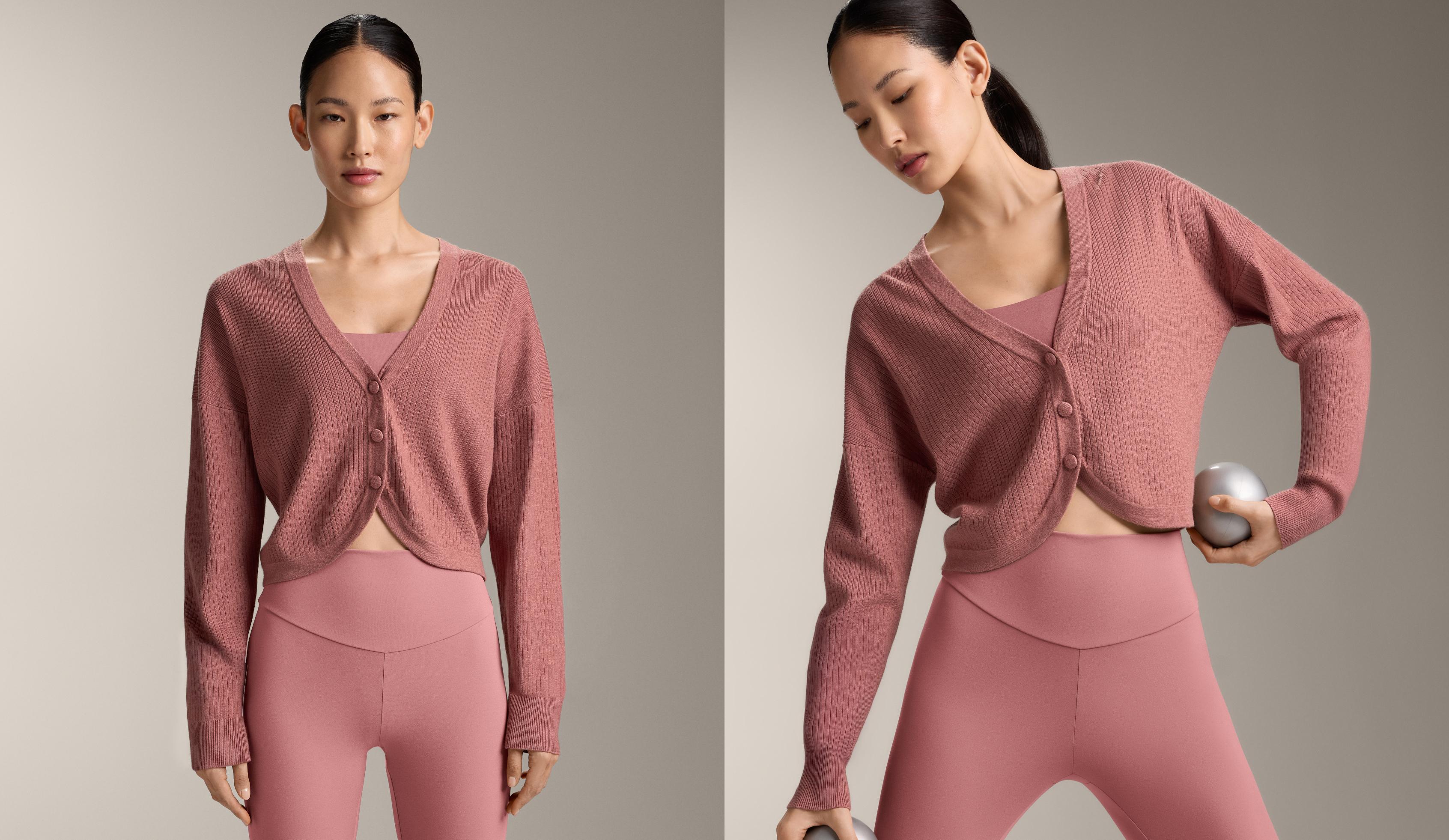 Rib knit cardigan — PALE PINK