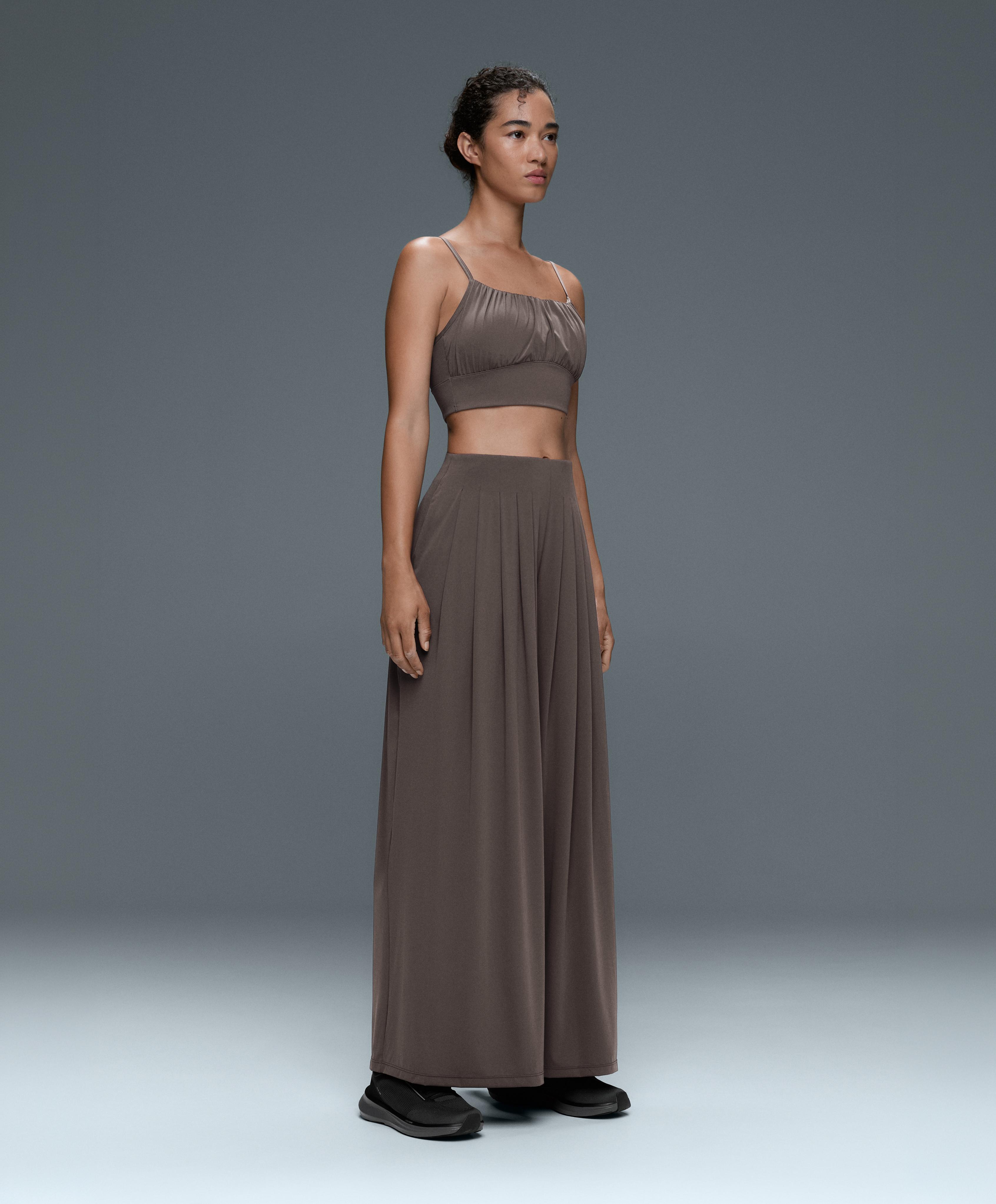 Light Touch wide-leg pleated trousers — BROWN-KHAKI