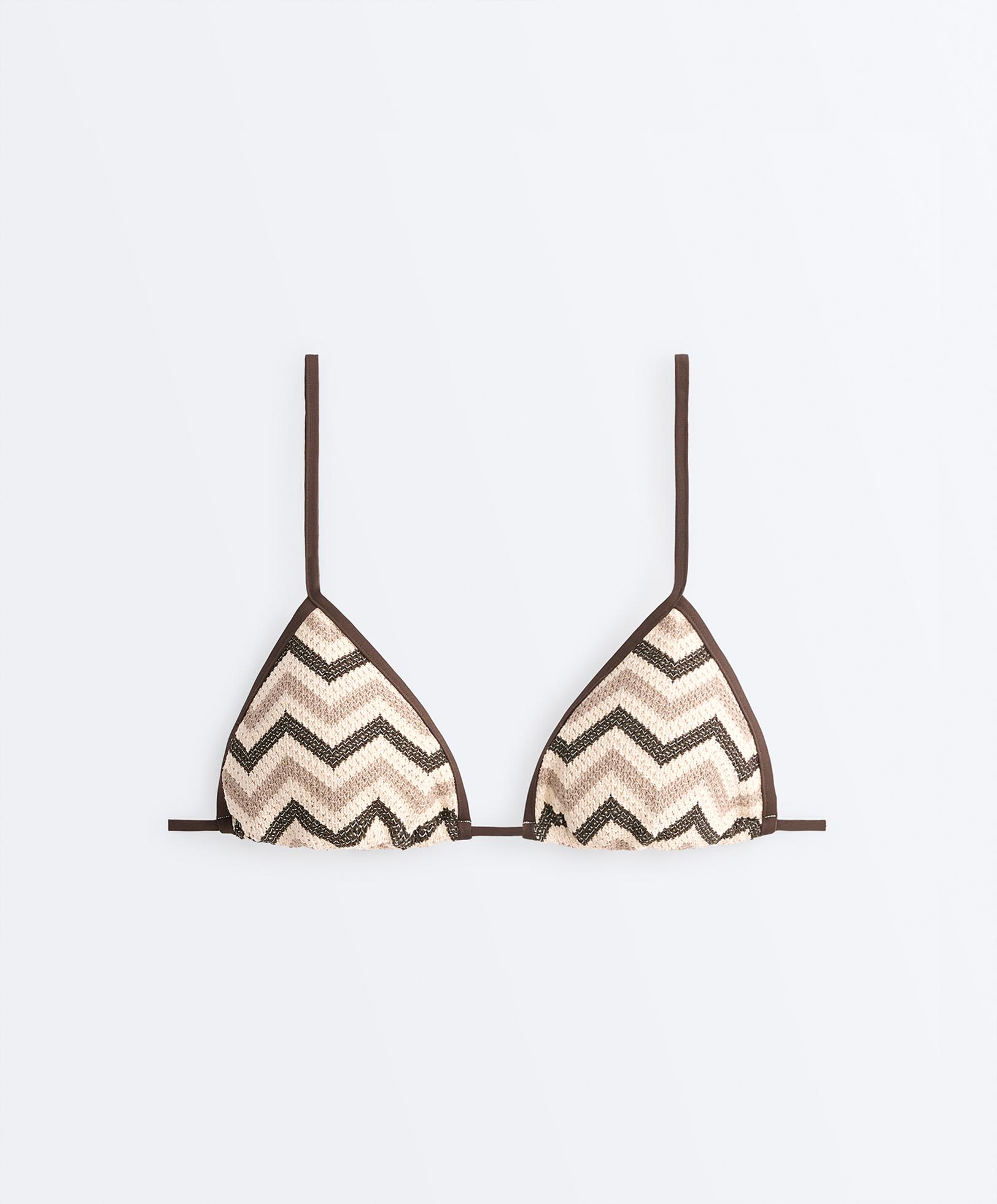 Zigzag crochet triangle bikini — ECRU