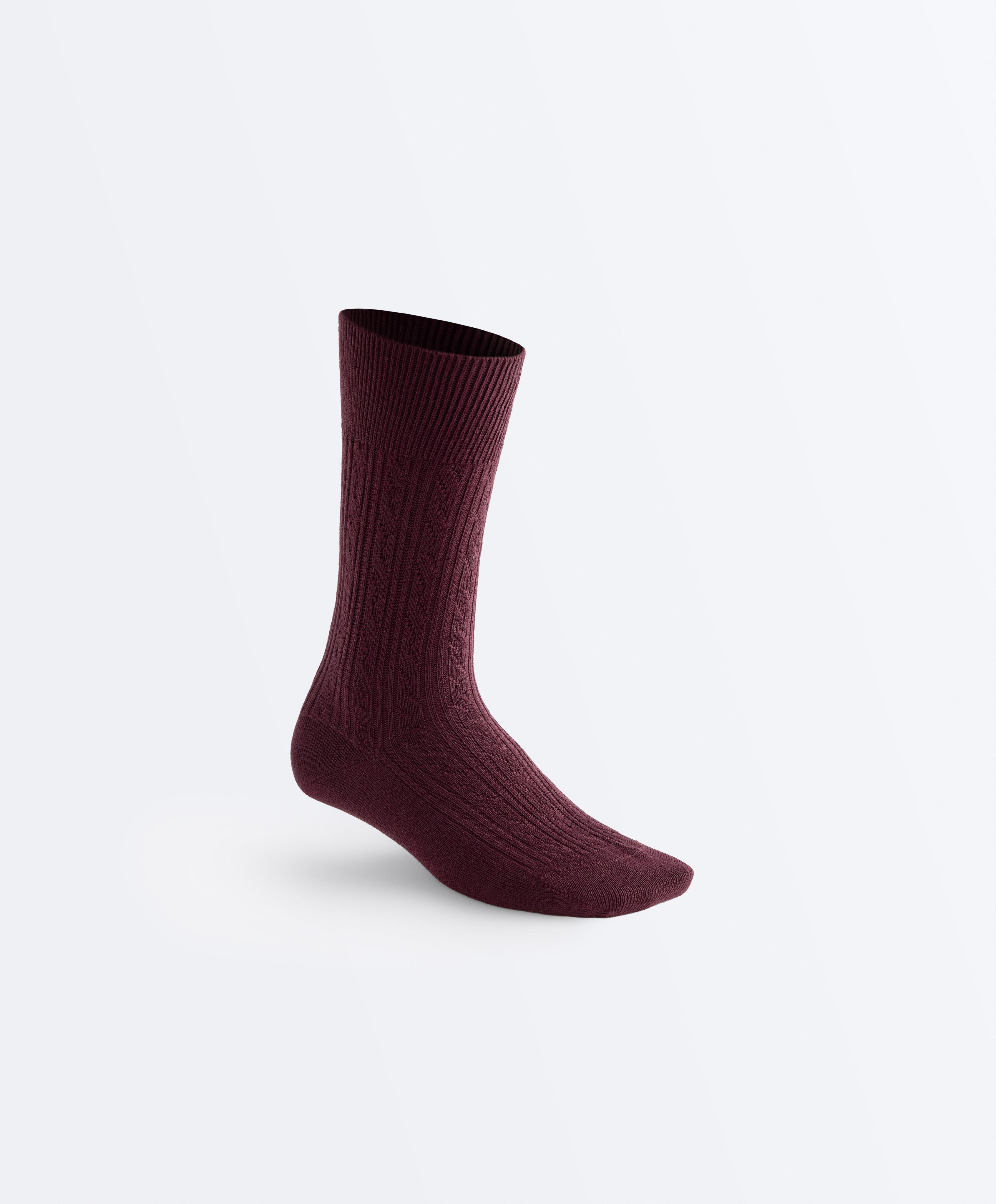 3 pairs of cotton blend classic socks — BURGUNDY