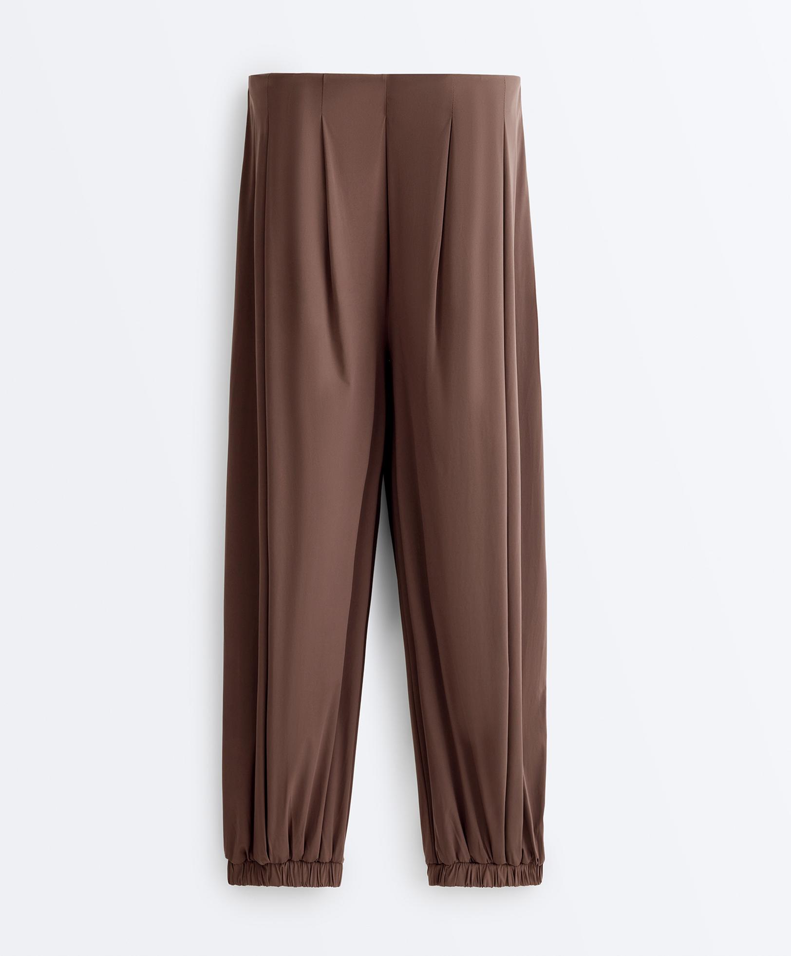 Light Touch long bloomer trousers — MID-BROWN