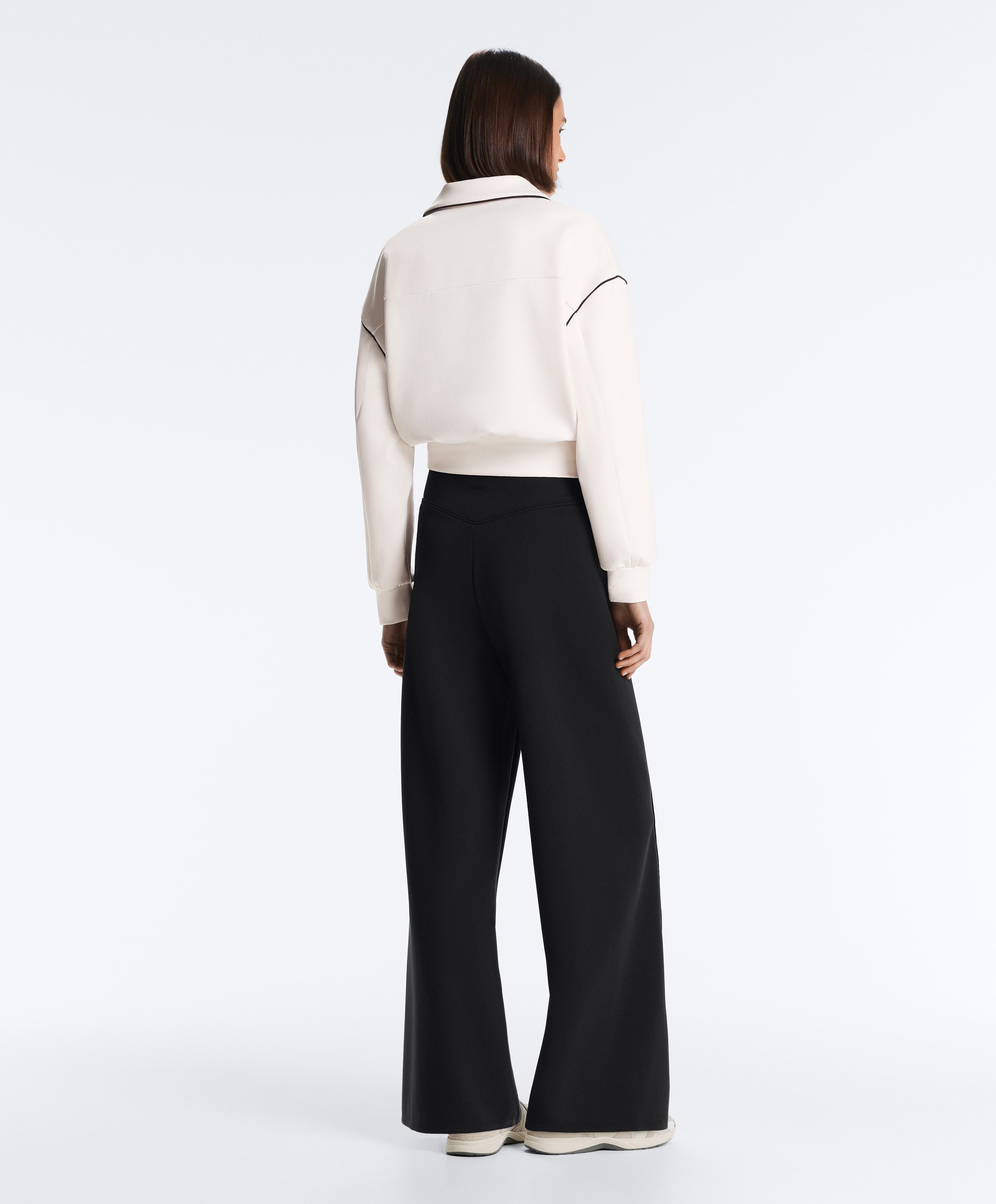 Neoprene-effect piping jacket — PALE ECRU