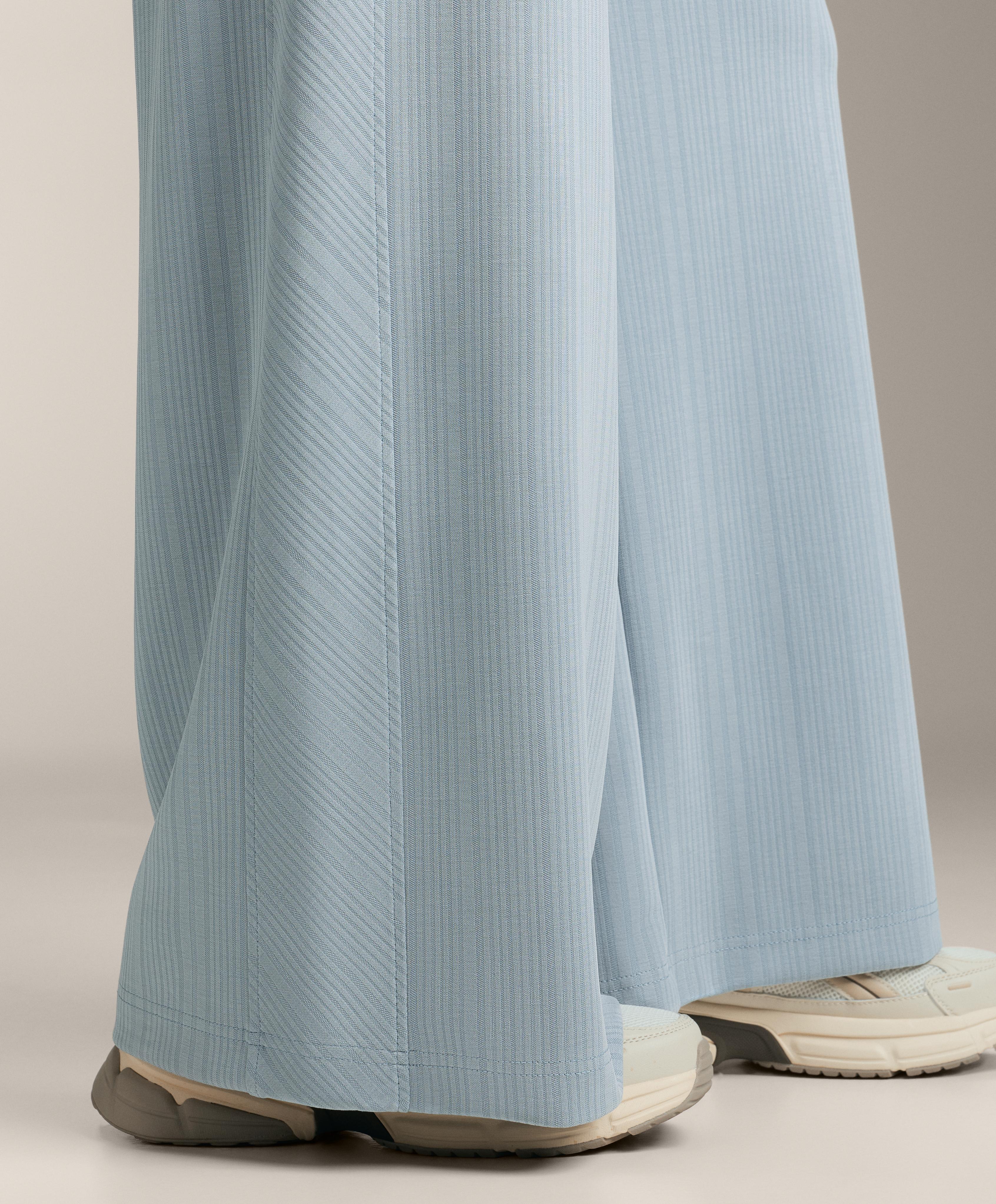 Asymmetric stripe trousers with modal — DUSTY-BLUE