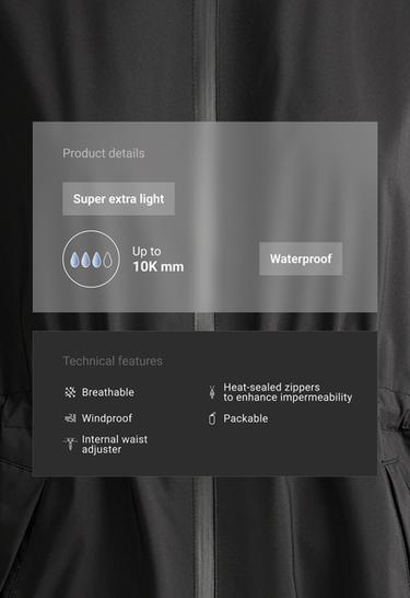 Super extra lightweight 10k packable waterproof jacket — BLACK 2