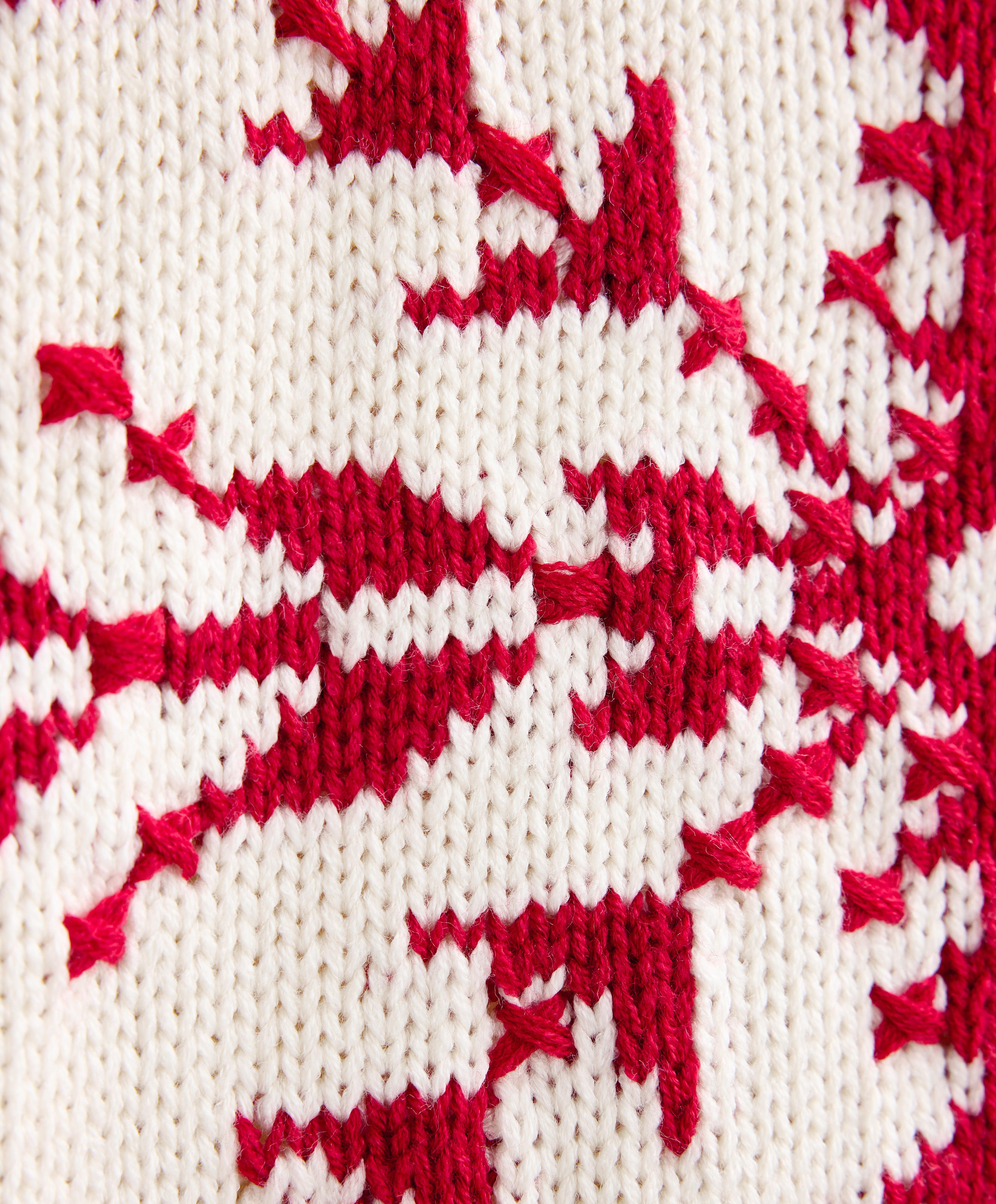 Kar tanesi işlemeli örgü kazak - Görsel 9