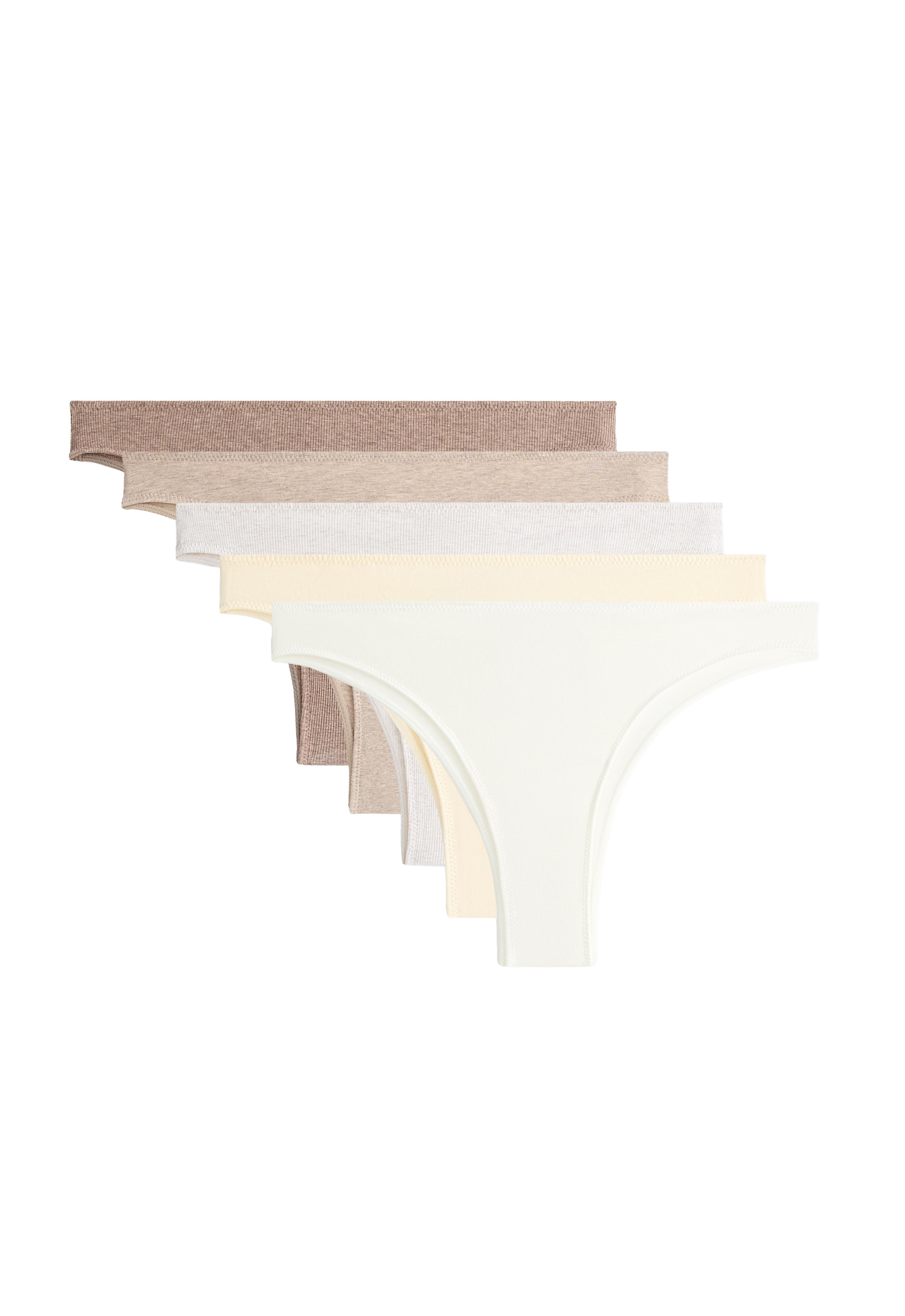 5 rib cotton blend Brazilian briefs — TAN MELANGE