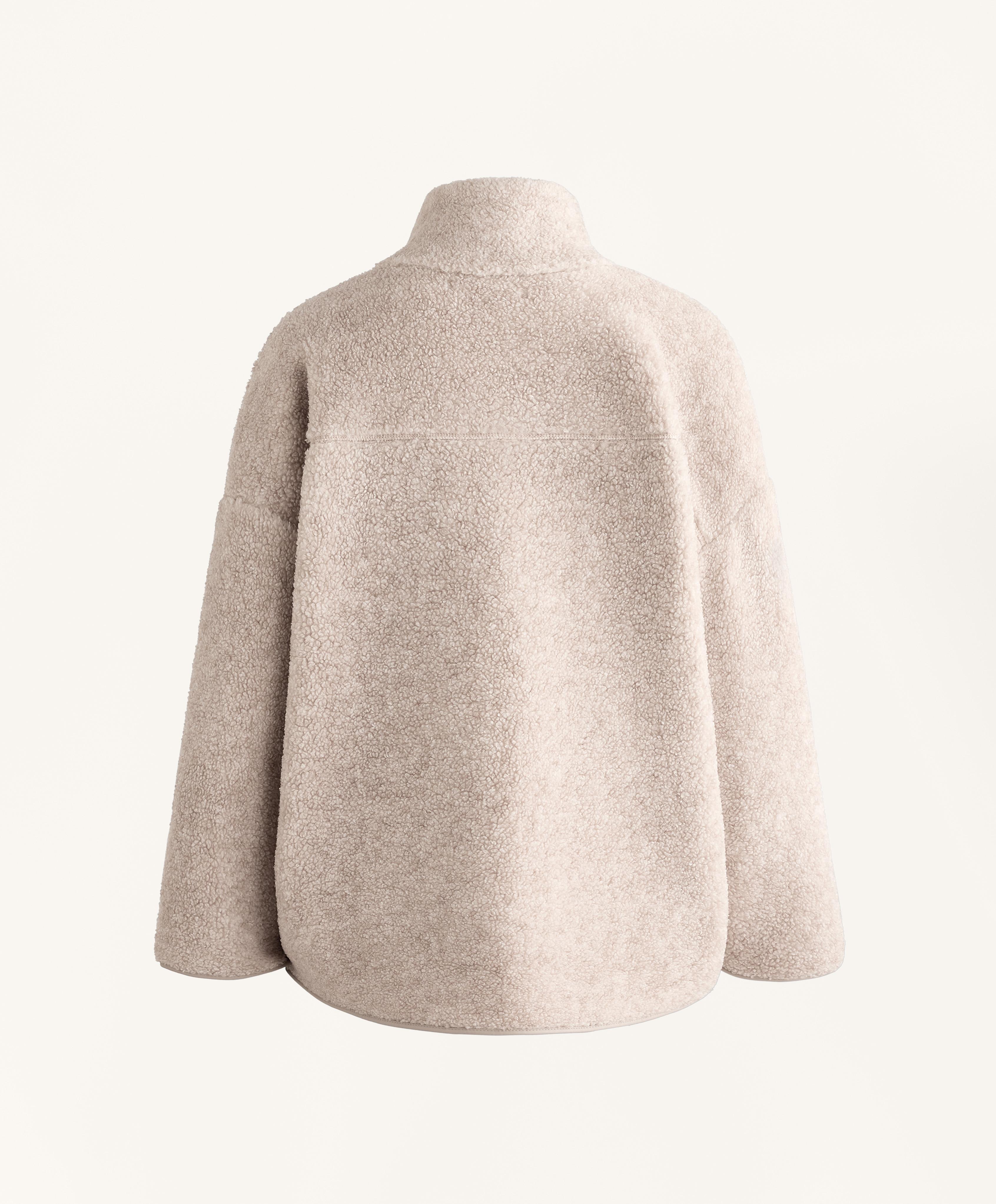 Oversize faux-shearling jacket — PALE ASPHALT
